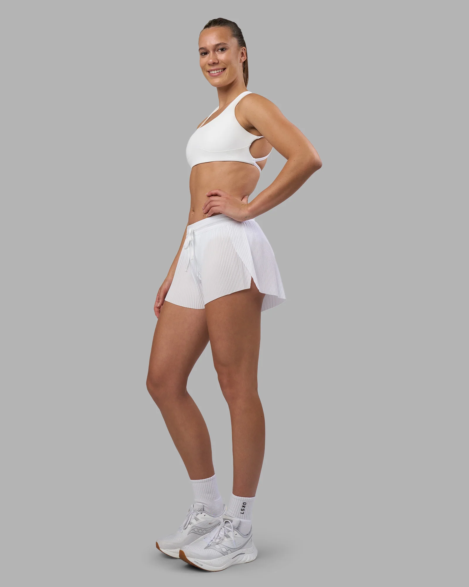 Accelerate 3" Pleated Mid-Rise Running Short - White 2 Accelerate 3" Pleated Mid-Rise Running Short - White