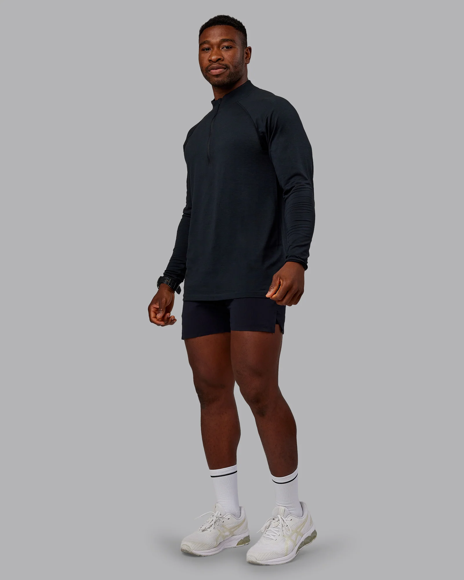 AeroFLX+ Seamless Half Zip Long Sleeve Tee - Black Marl 3 AeroFLX+ Seamless Half Zip Long Sleeve Tee - Black Marl