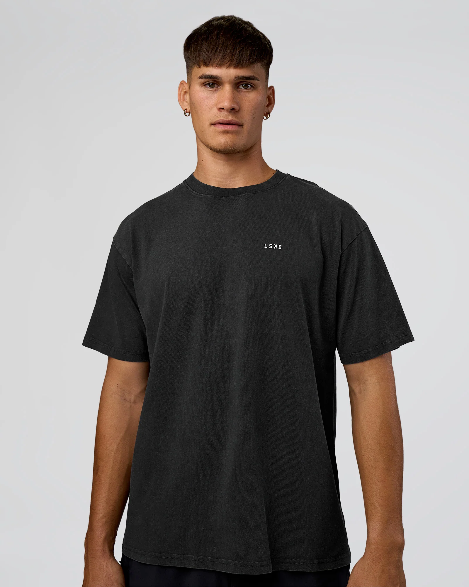 We Love This  FLXCotton Oversized Tee - Black Washed-White