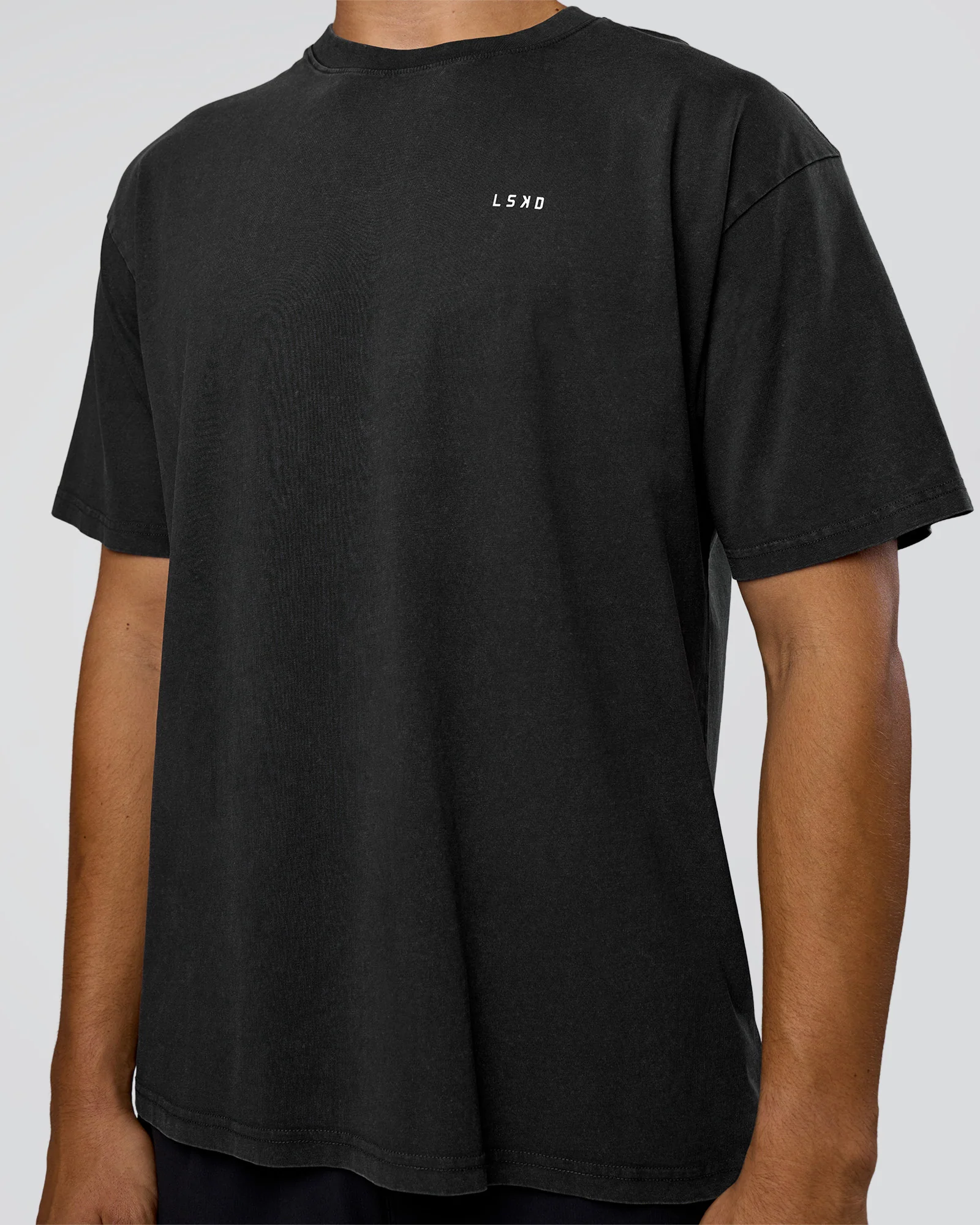 We Love This  FLXCotton Oversized Tee - Black Washed-White