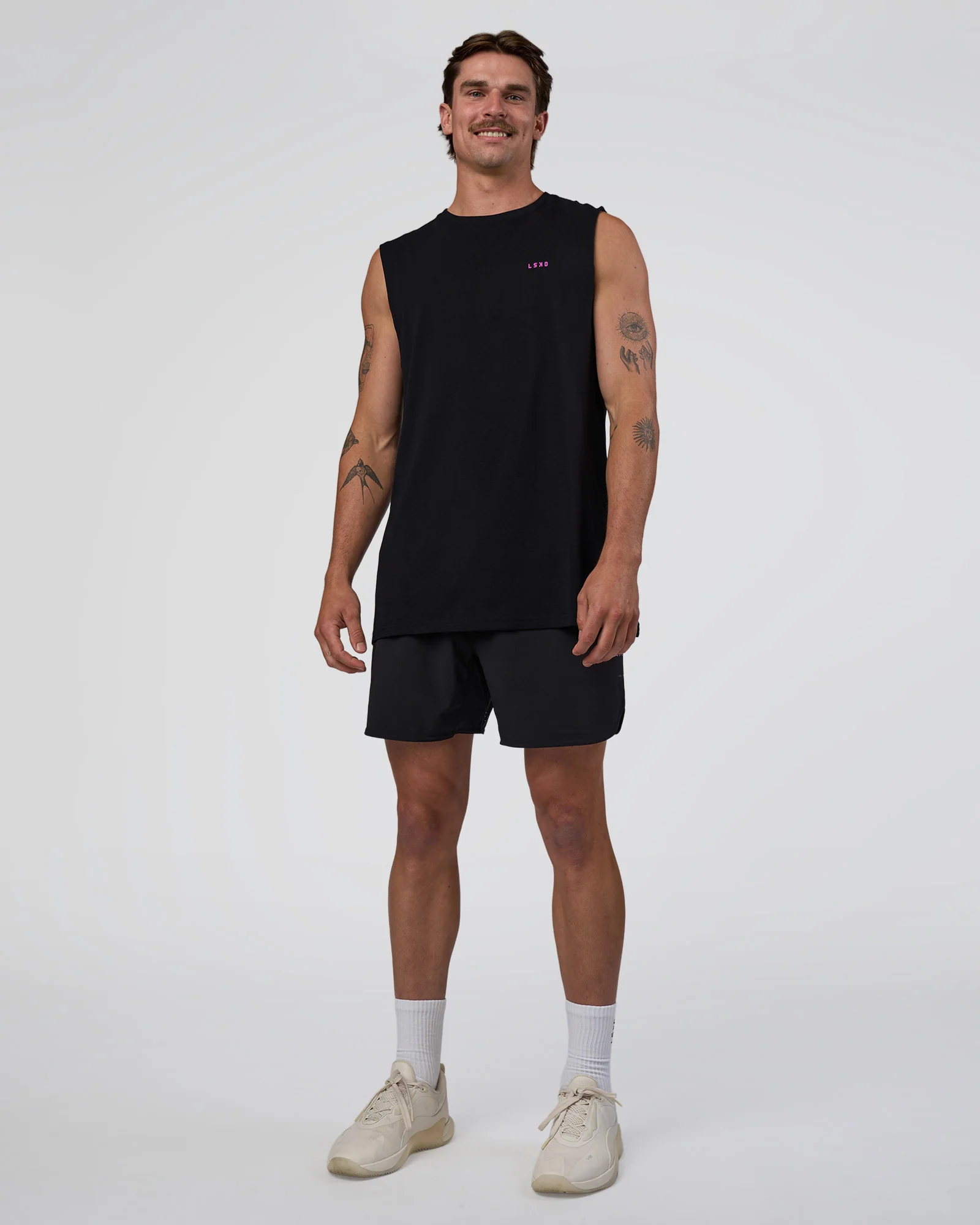 Lifting Club FLXCotton Tank - Black-Ultra Fuchsia