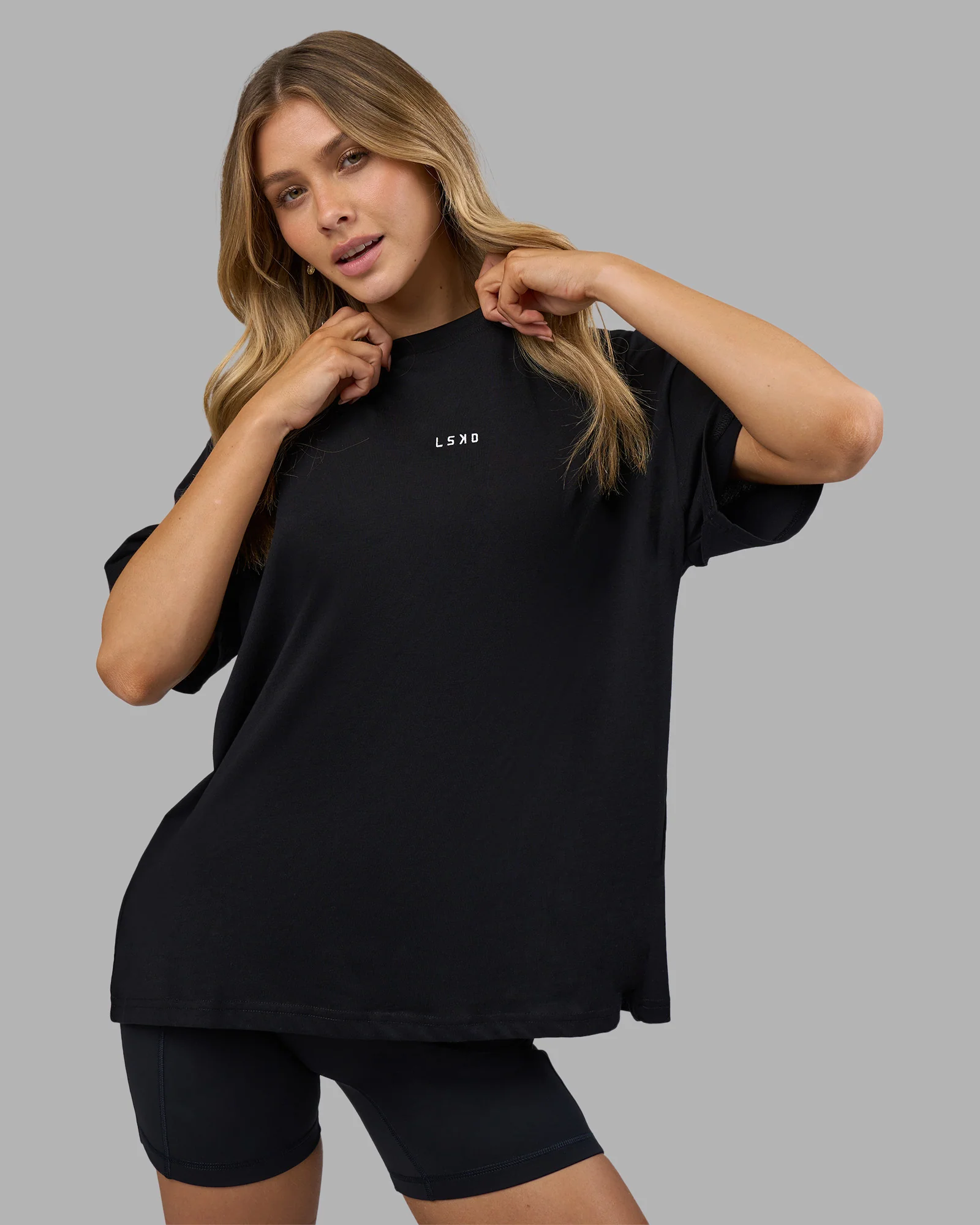 Go-To FLXCotton Oversized Tee - Black-White