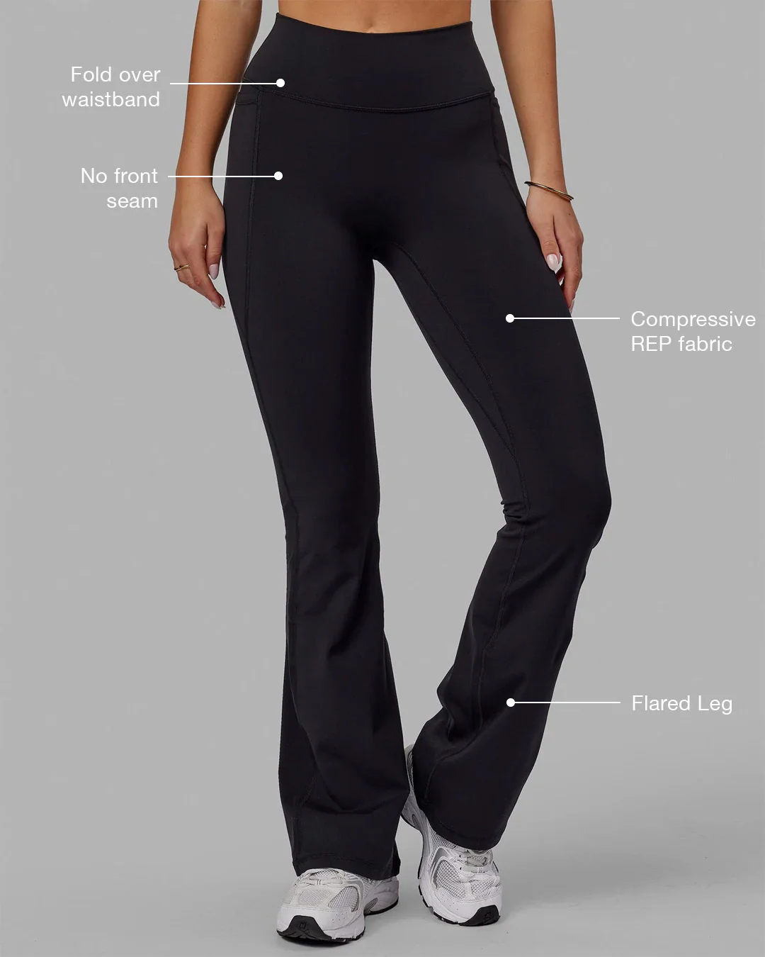 Fusion Ultra High-Rise Flared Legging Pockets - Black