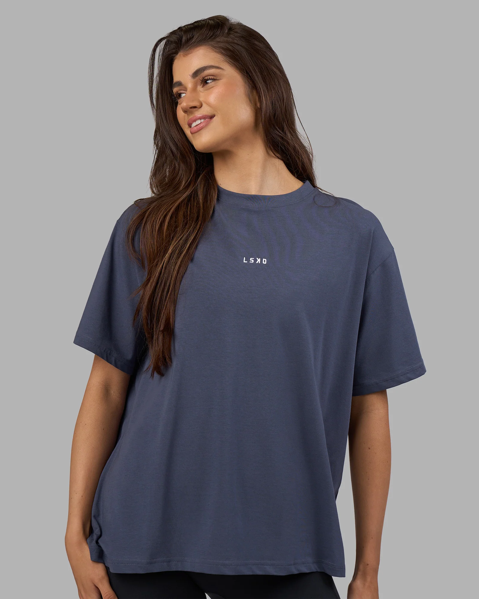 Go-To FLXCotton Oversized Tee - Night Shadow-White 4 Go-To FLXCotton Oversized Tee - Night Shadow-White