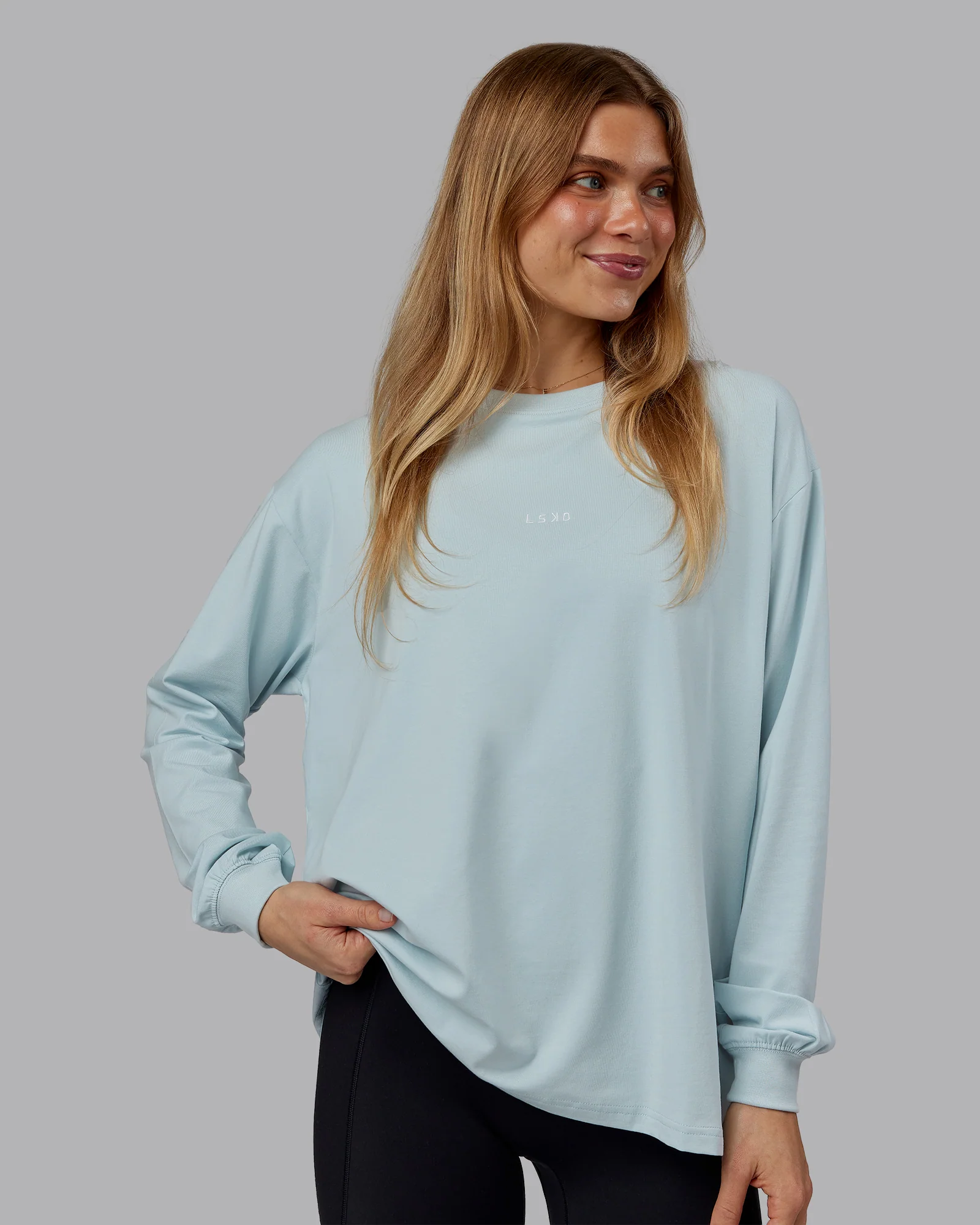 Go-To Long Sleeve FLXCotton Oversized Tee - Skyride-White 2 Go-To Long Sleeve FLXCotton Oversized Tee - Skyride-White
