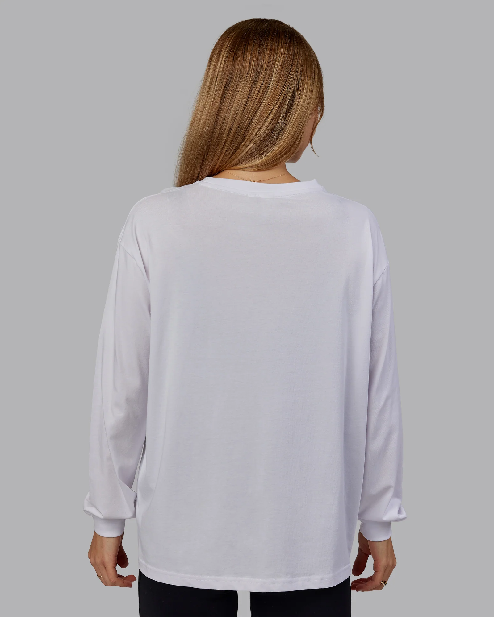 Go-To Long Sleeve FLXCotton Oversized Tee - White-Black 3 Go-To Long Sleeve FLXCotton Oversized Tee - White-Black