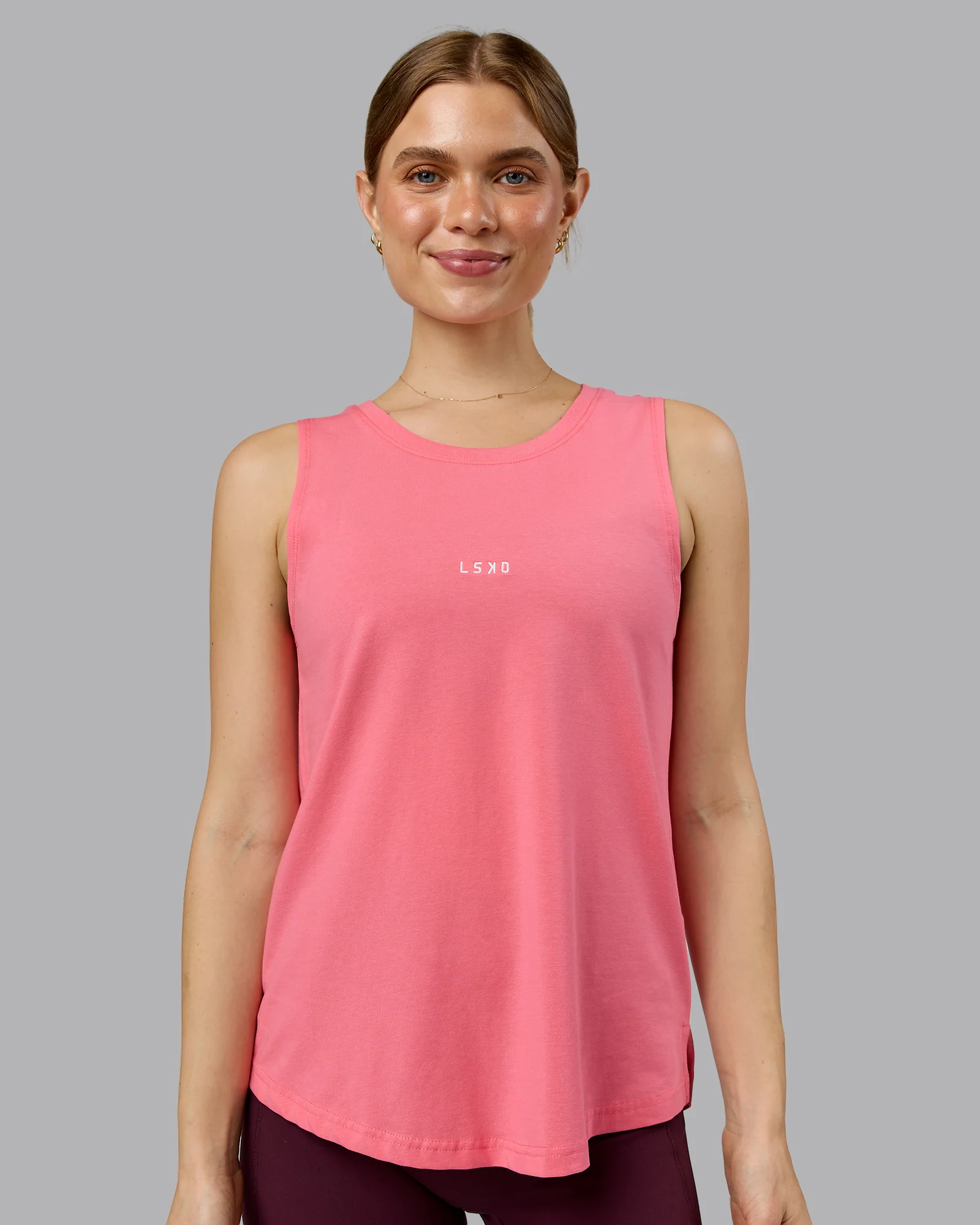 Go-To FLXCotton Longline Tank - Pink Lemonade-White