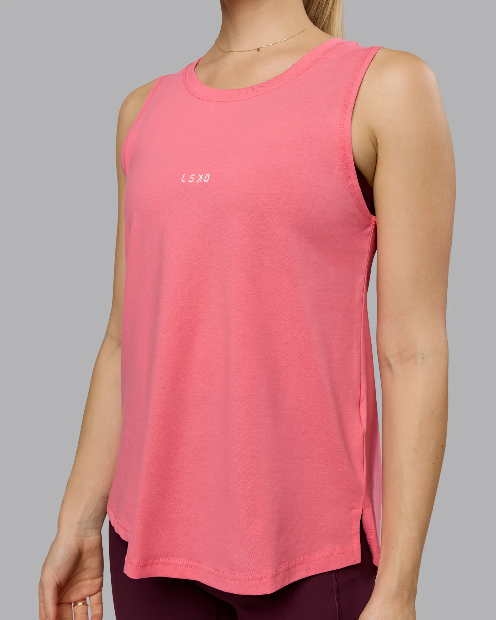 Go-To FLXCotton Longline Tank - Pink Lemonade-White