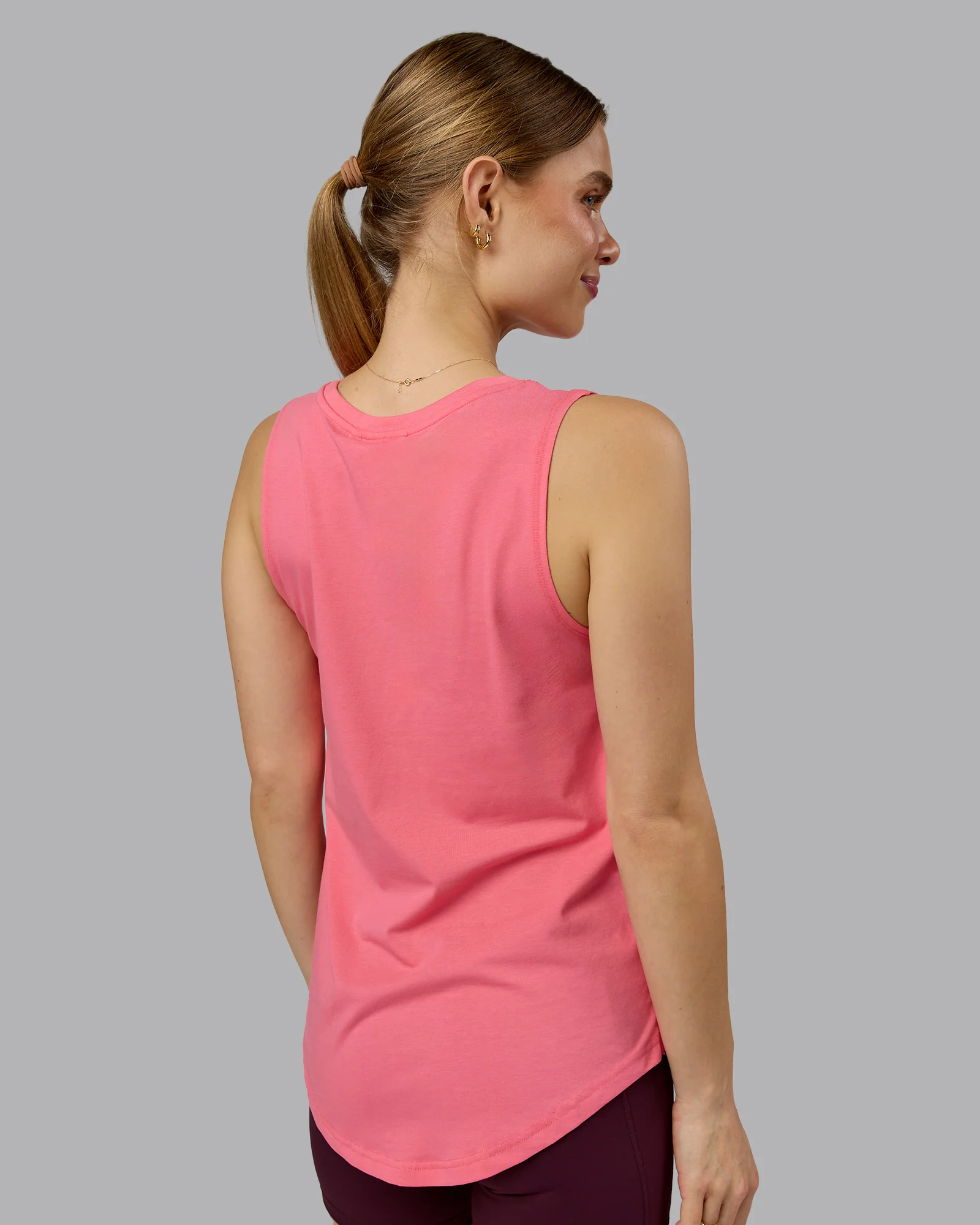 Go-To FLXCotton Longline Tank - Pink Lemonade-White