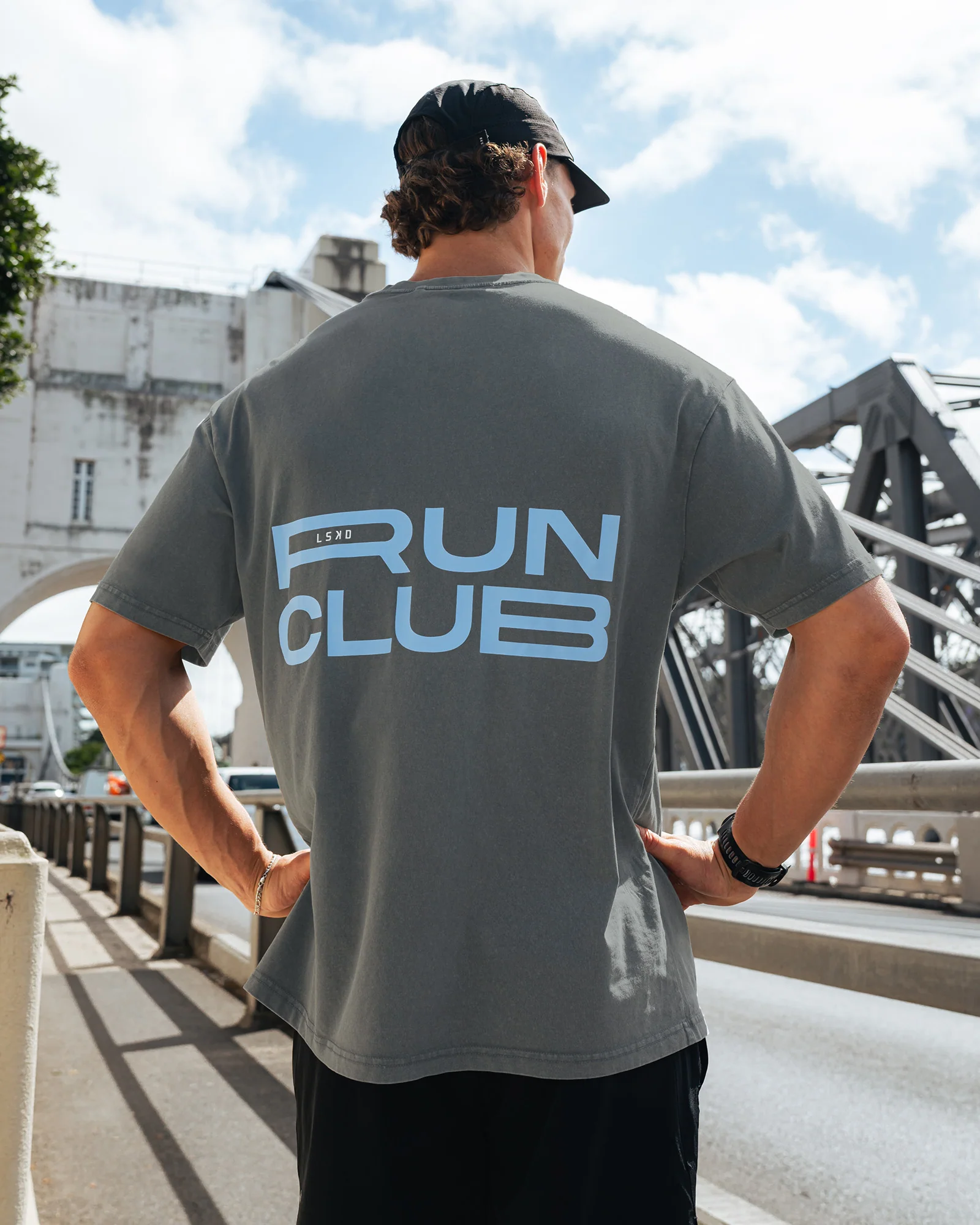 Runner's FLXCotton Oversized Tee - Dark Storm Washed-Open Air