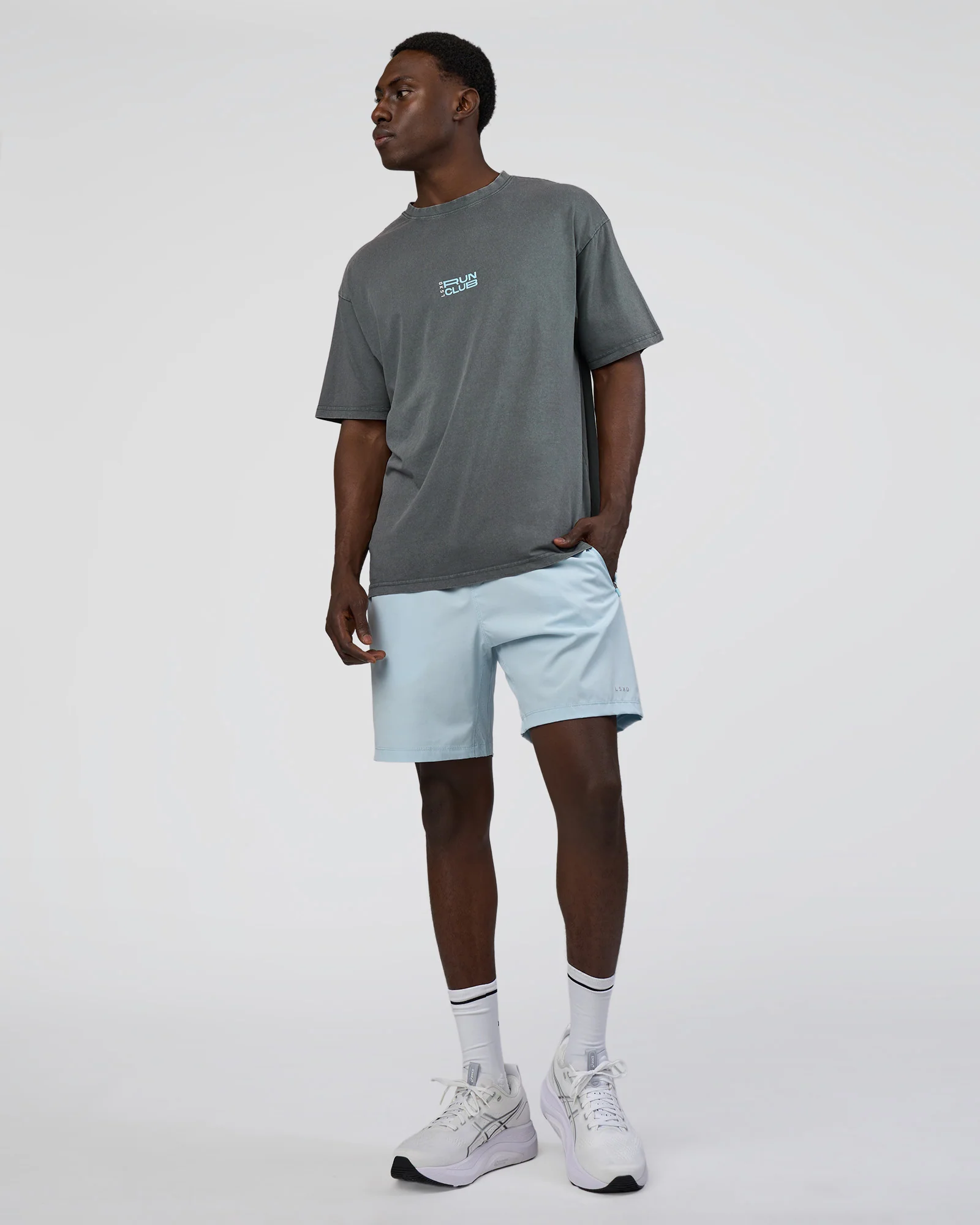 Runner's FLXCotton Oversized Tee - Dark Storm Washed-Open Air