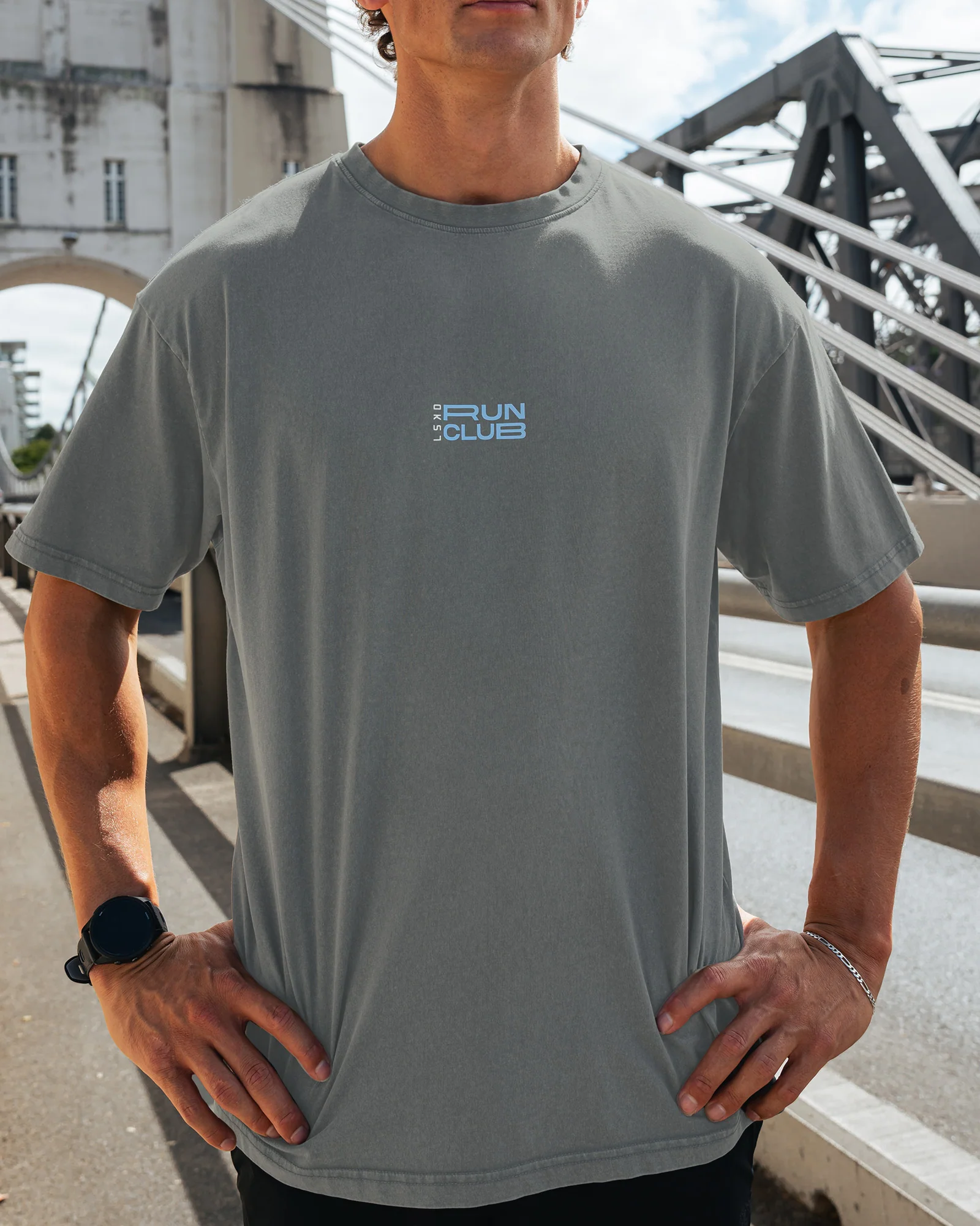 Runner's FLXCotton Oversized Tee - Dark Storm Washed-Open Air