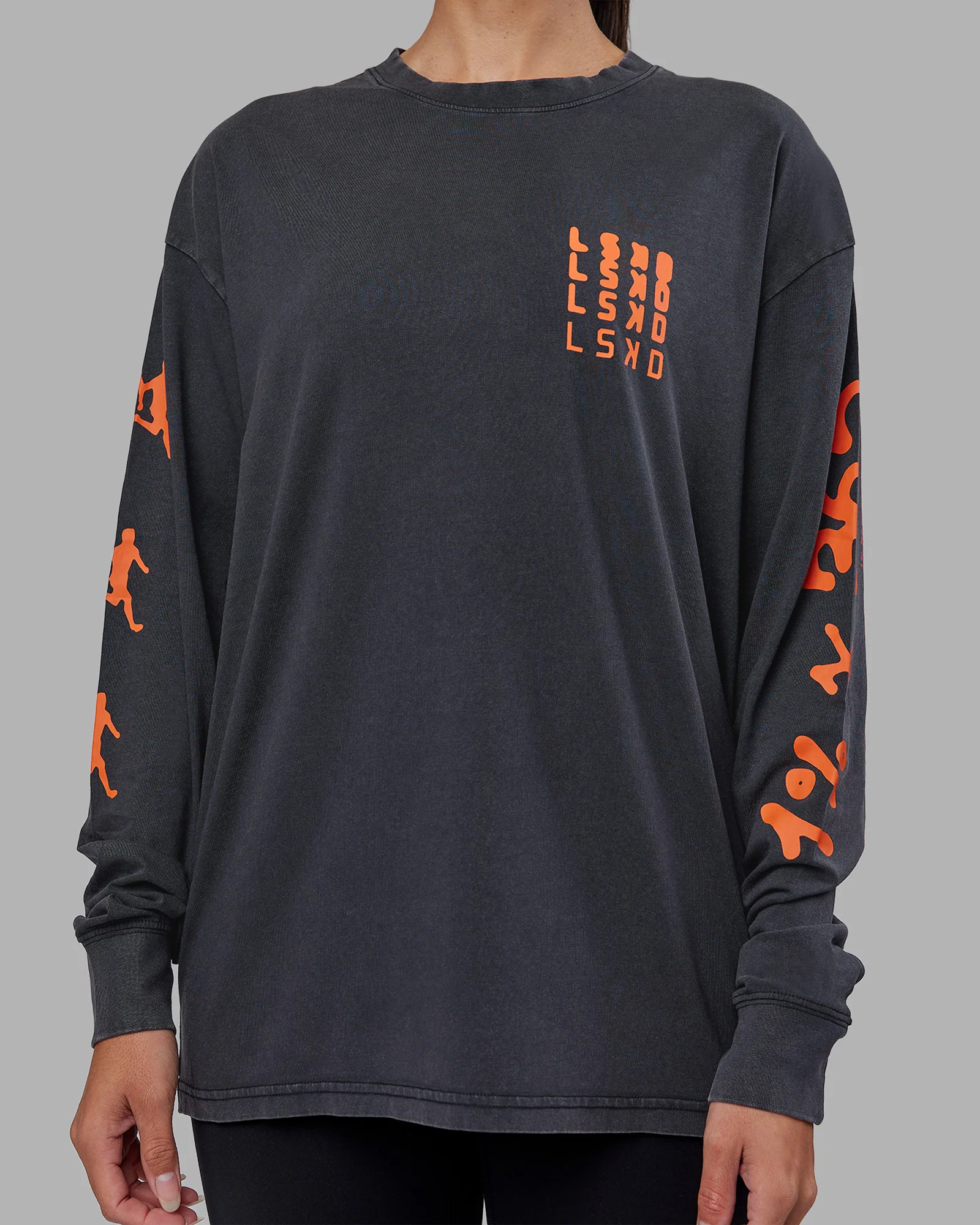 Inferno Journey FLXCotton Oversized Long Sleeve Tee - Washed Black-Ultra Orange 11 Inferno Journey FLXCotton Oversized Long Sleeve Tee - Washed Black-Ultra Orange