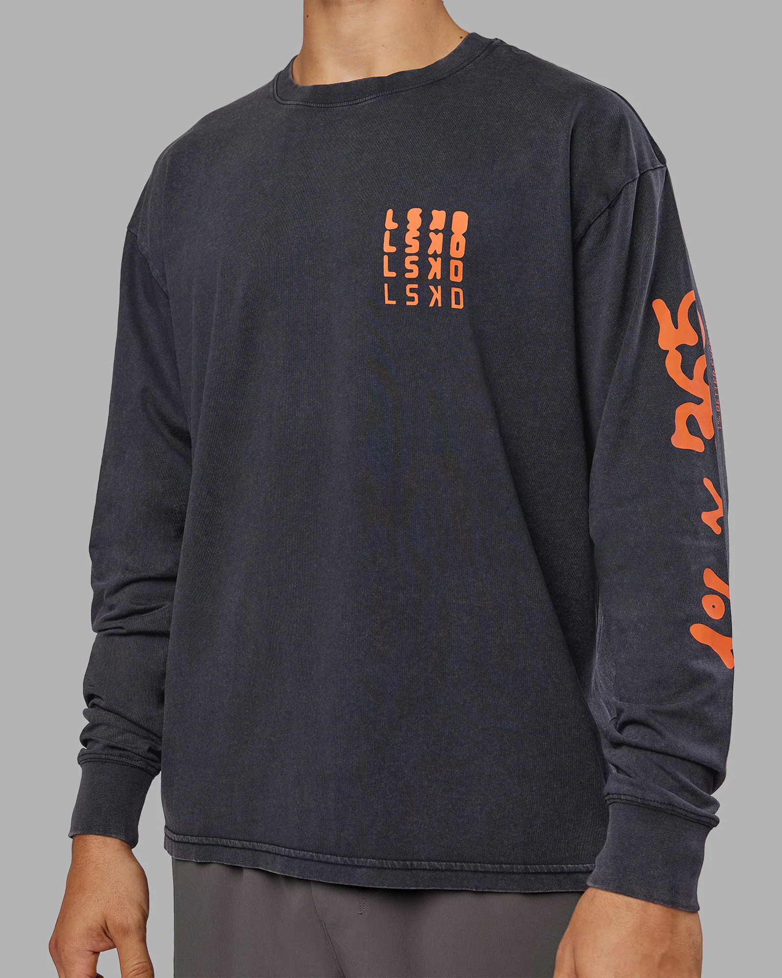 Inferno Journey FLXCotton Oversized Long Sleeve Tee - Washed Black-Ultra Orange 13 Inferno Journey FLXCotton Oversized Long Sleeve Tee - Washed Black-Ultra Orange