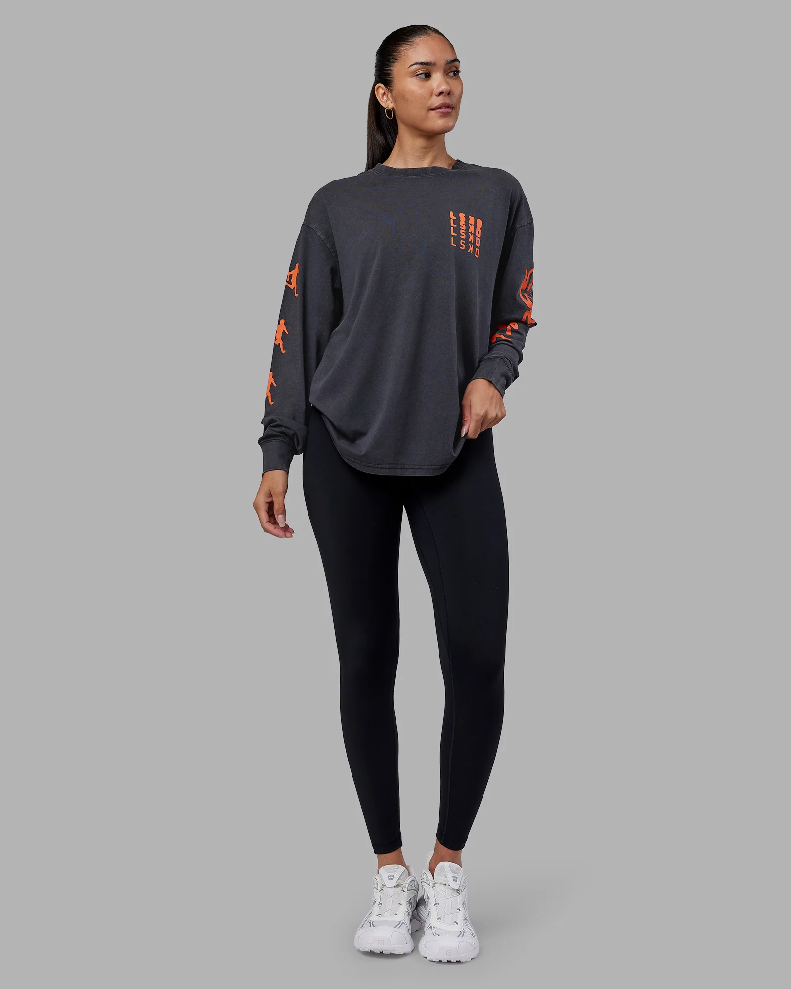 Inferno Journey FLXCotton Oversized Long Sleeve Tee - Washed Black-Ultra Orange 14 Inferno Journey FLXCotton Oversized Long Sleeve Tee - Washed Black-Ultra Orange