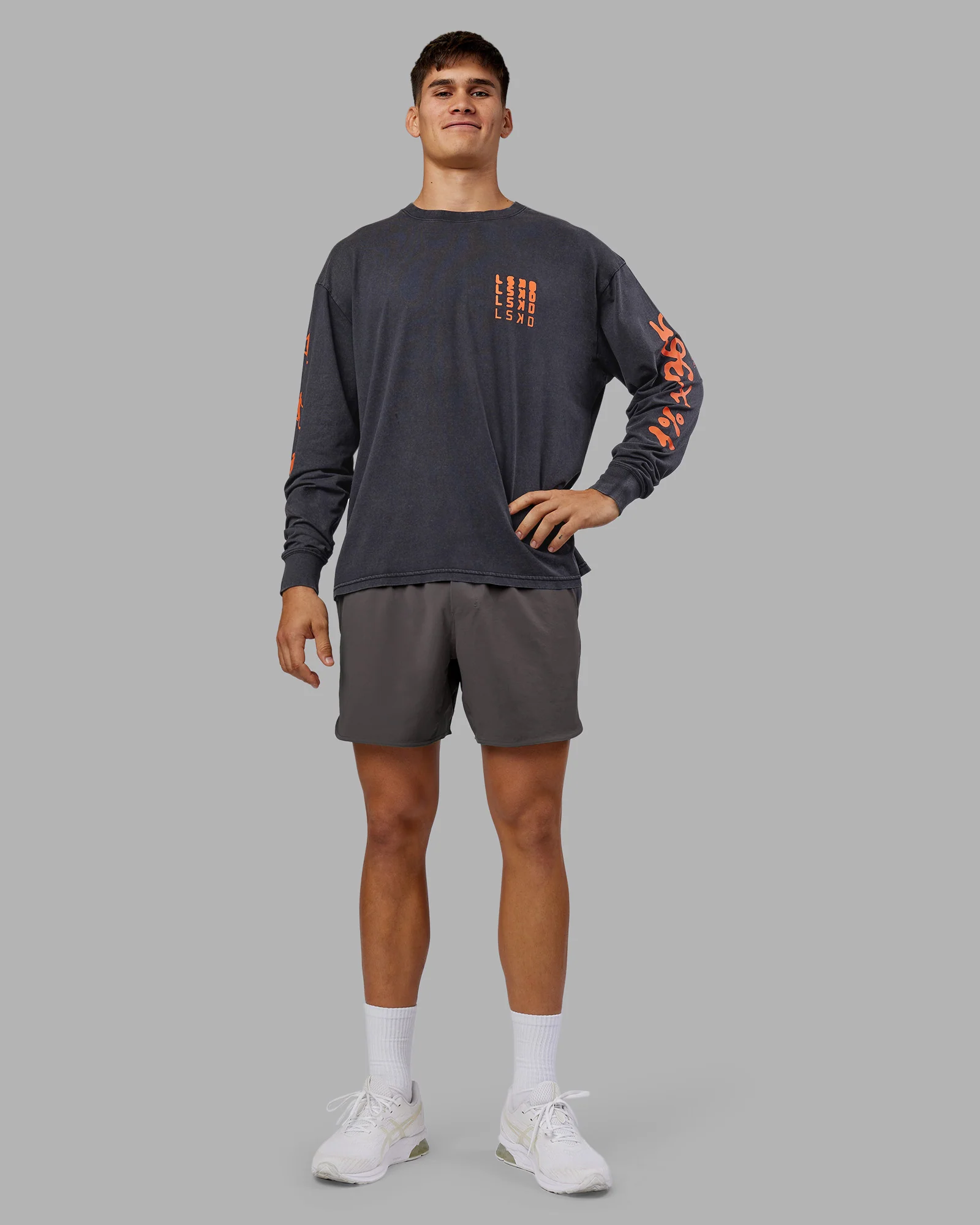 Inferno Journey FLXCotton Oversized Long Sleeve Tee - Washed Black-Ultra Orange 8 Inferno Journey FLXCotton Oversized Long Sleeve Tee - Washed Black-Ultra Orange
