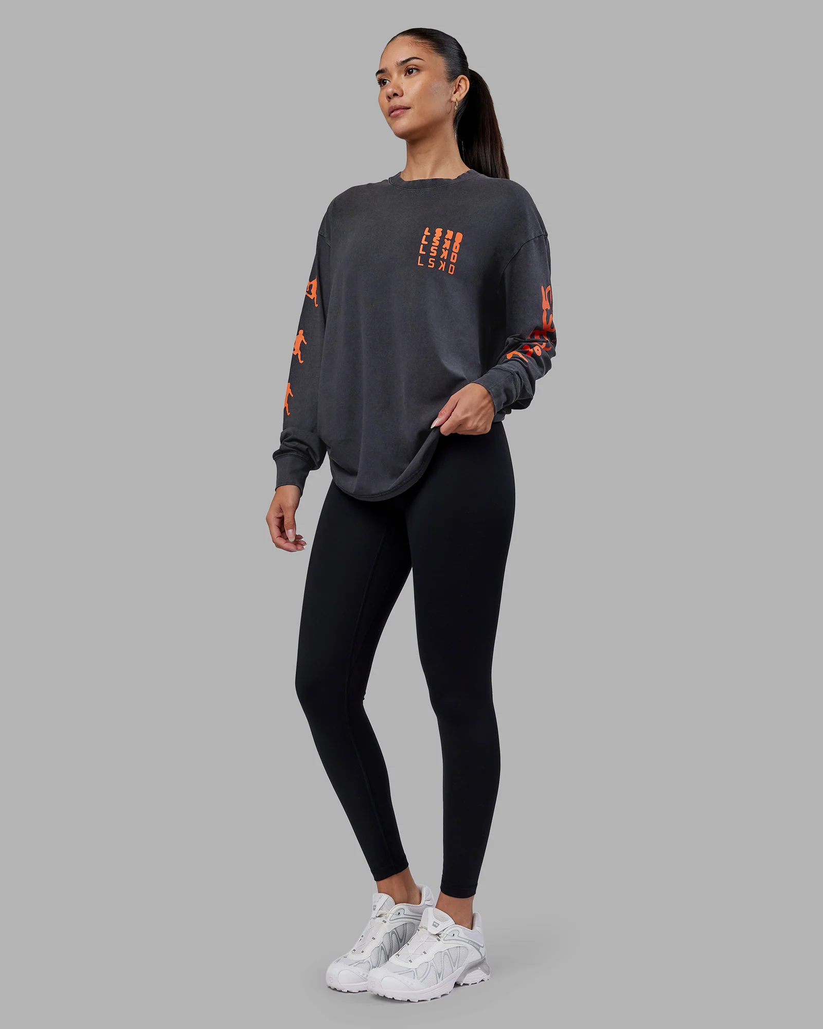 Inferno Journey FLXCotton Oversized Long Sleeve Tee - Washed Black-Ultra Orange 9 Inferno Journey FLXCotton Oversized Long Sleeve Tee - Washed Black-Ultra Orange