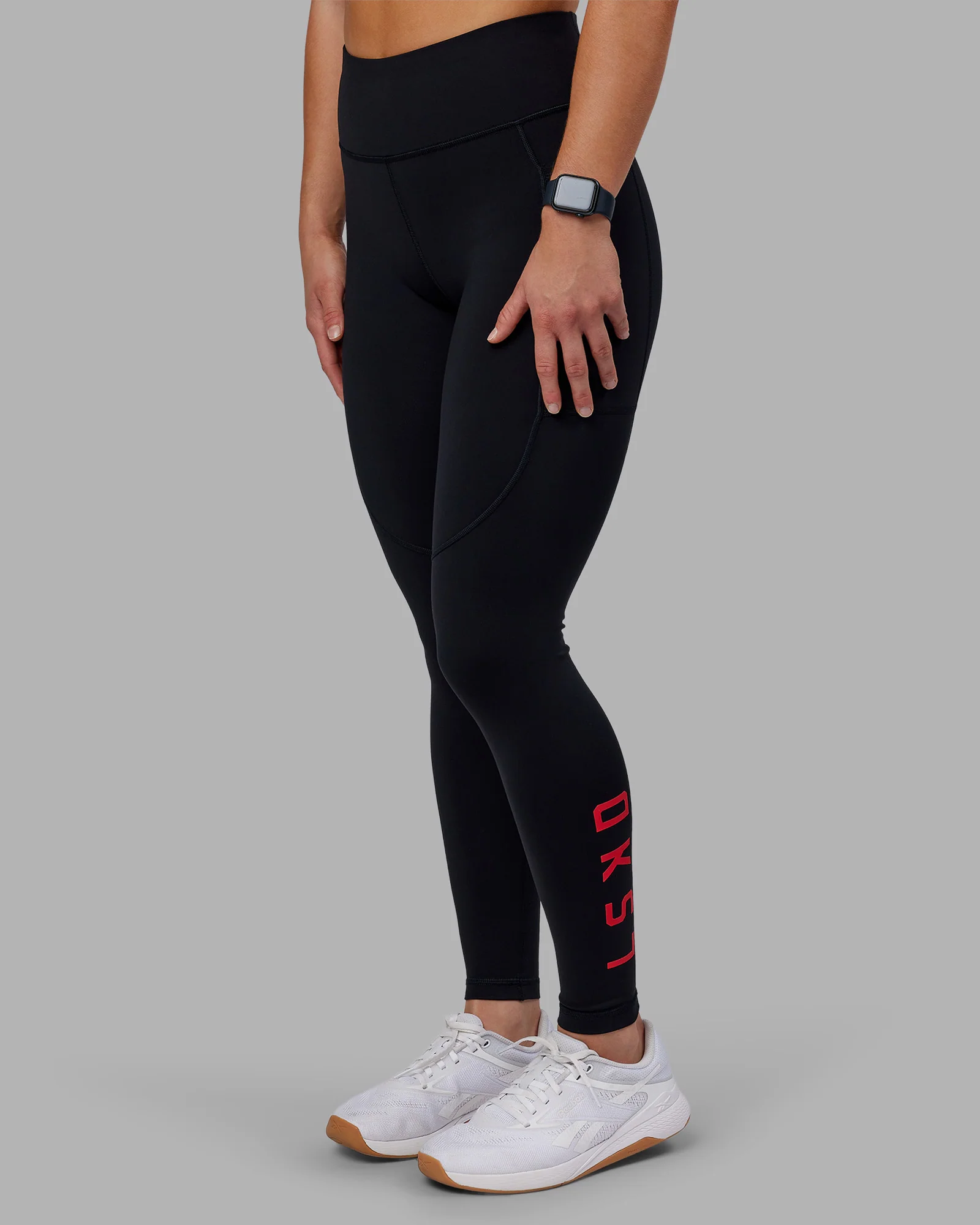 Rep Ultra High-Rise Full Length Legging Pockets - Black-Scarlet