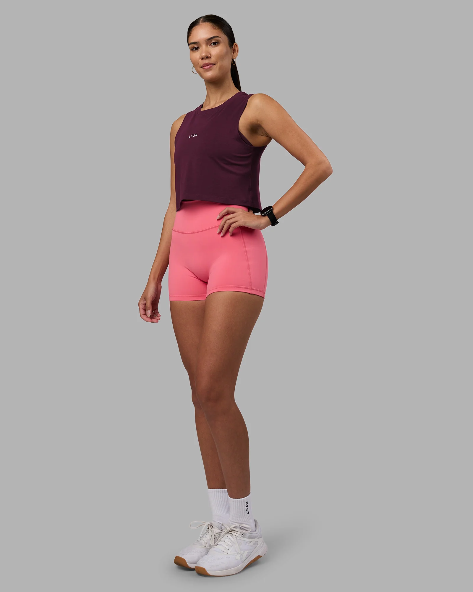 Go-To FLXCotton Tank - Cherry Lacquer-White