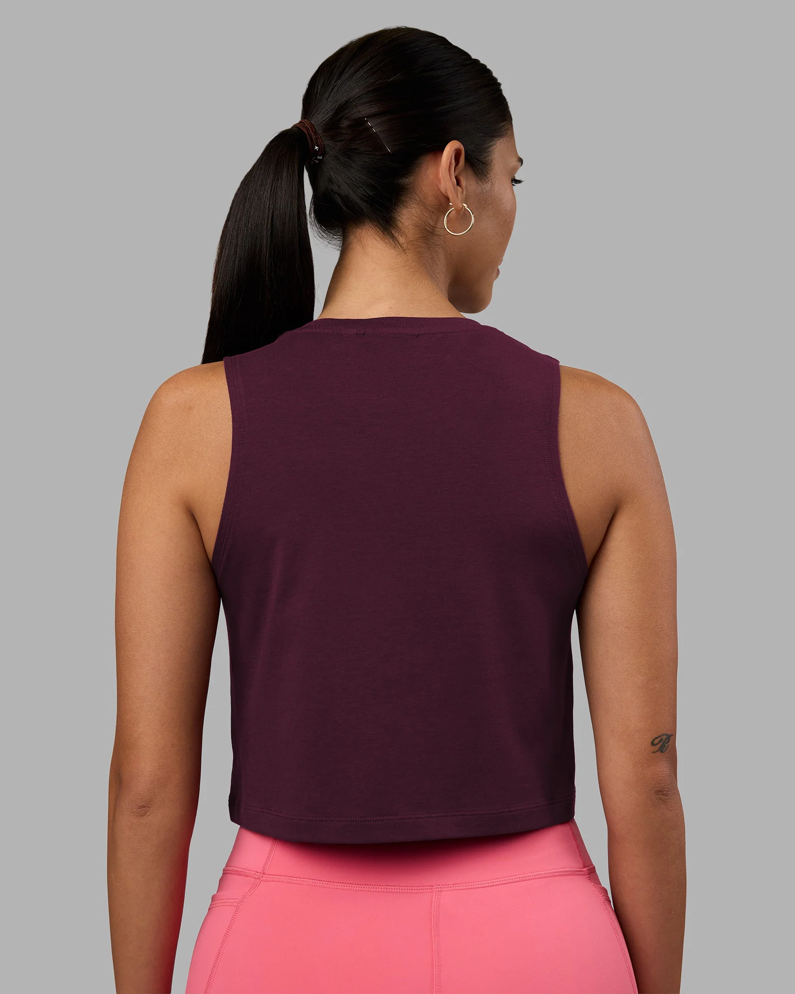 Go-To FLXCotton Tank - Cherry Lacquer-White