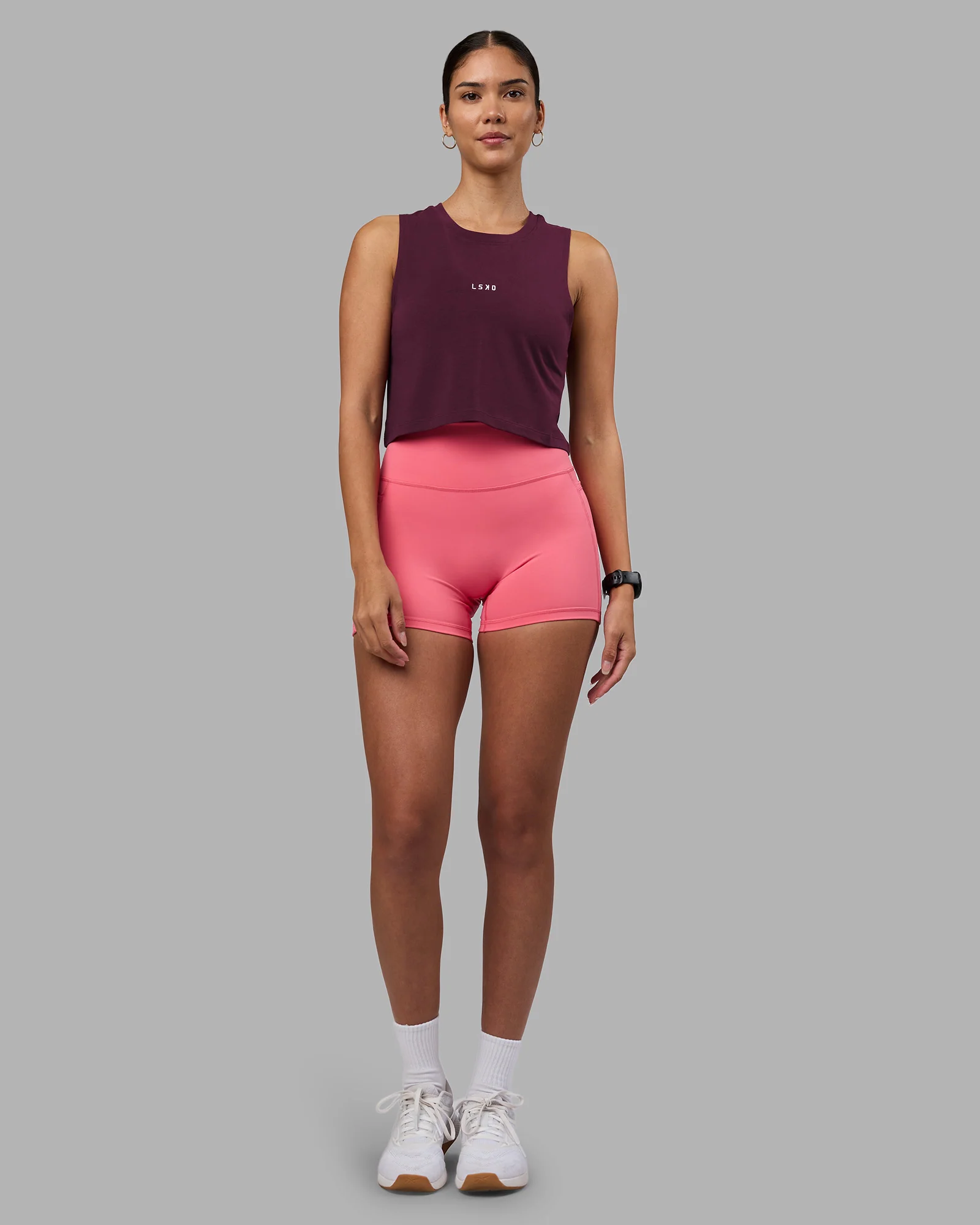 Go-To FLXCotton Tank - Cherry Lacquer-White