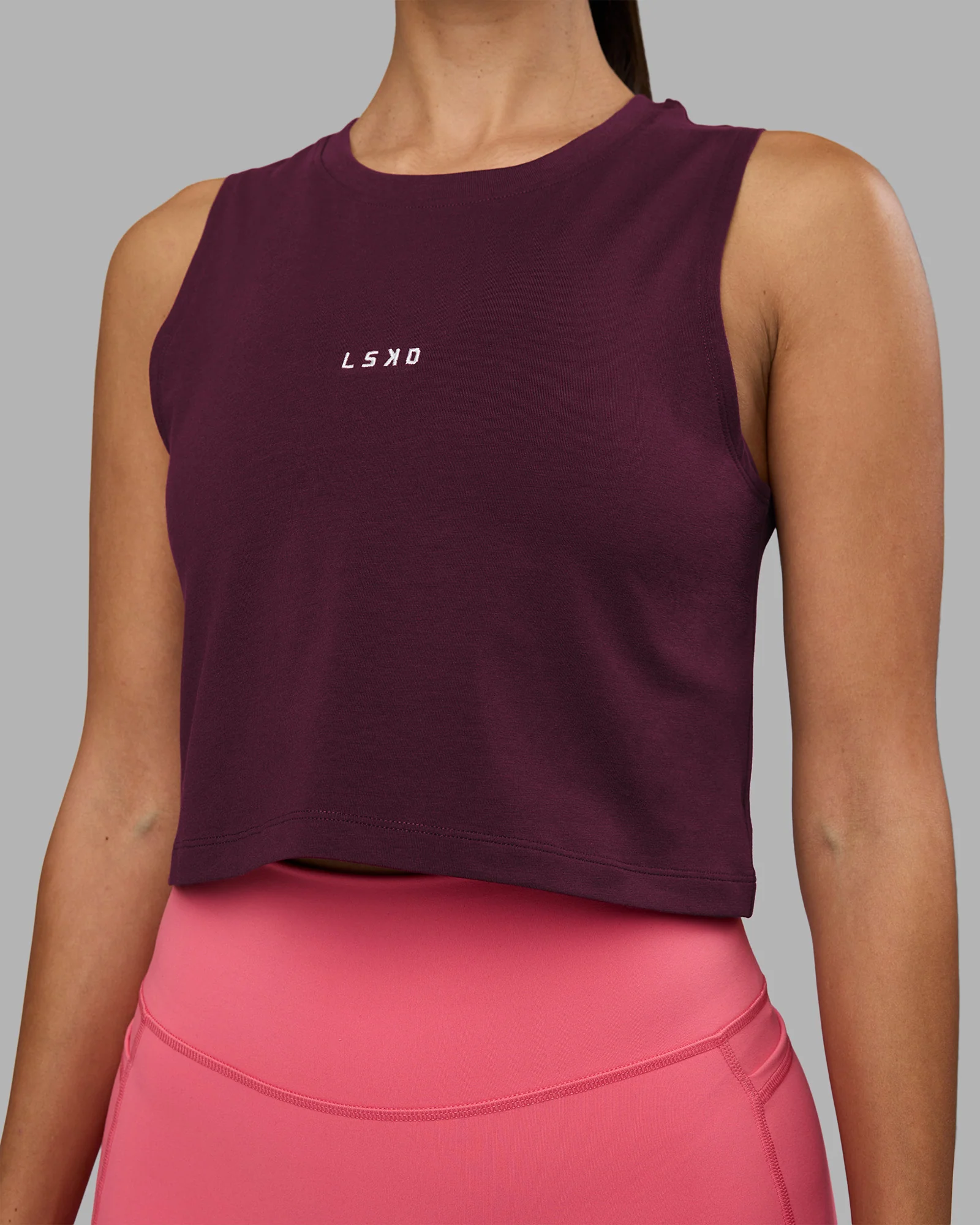 Go-To FLXCotton Tank - Cherry Lacquer-White
