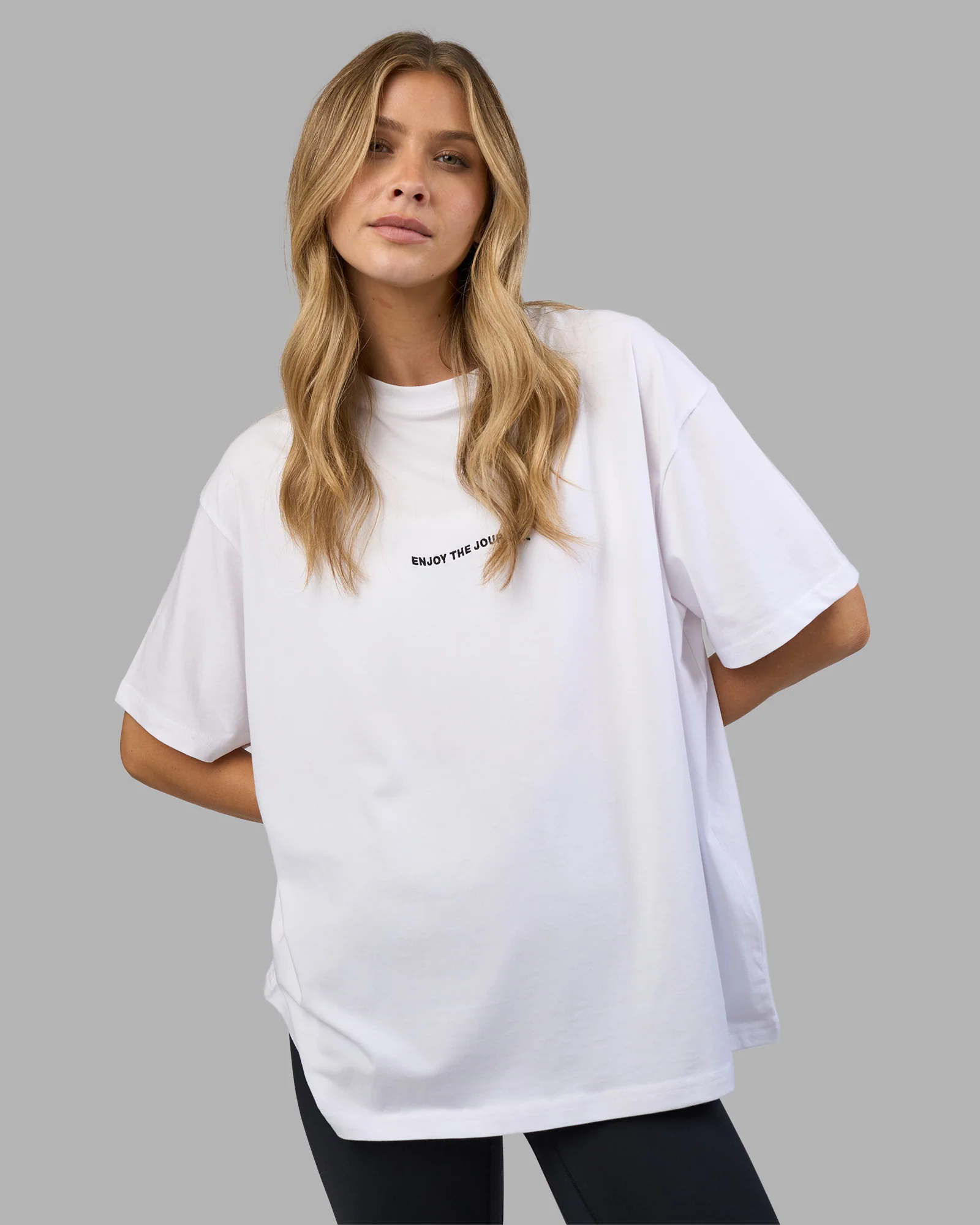 Go-To E.T.J FLXCotton Oversized Tee - White-Black 1 Go-To E.T.J FLXCotton Oversized Tee - White-Black
