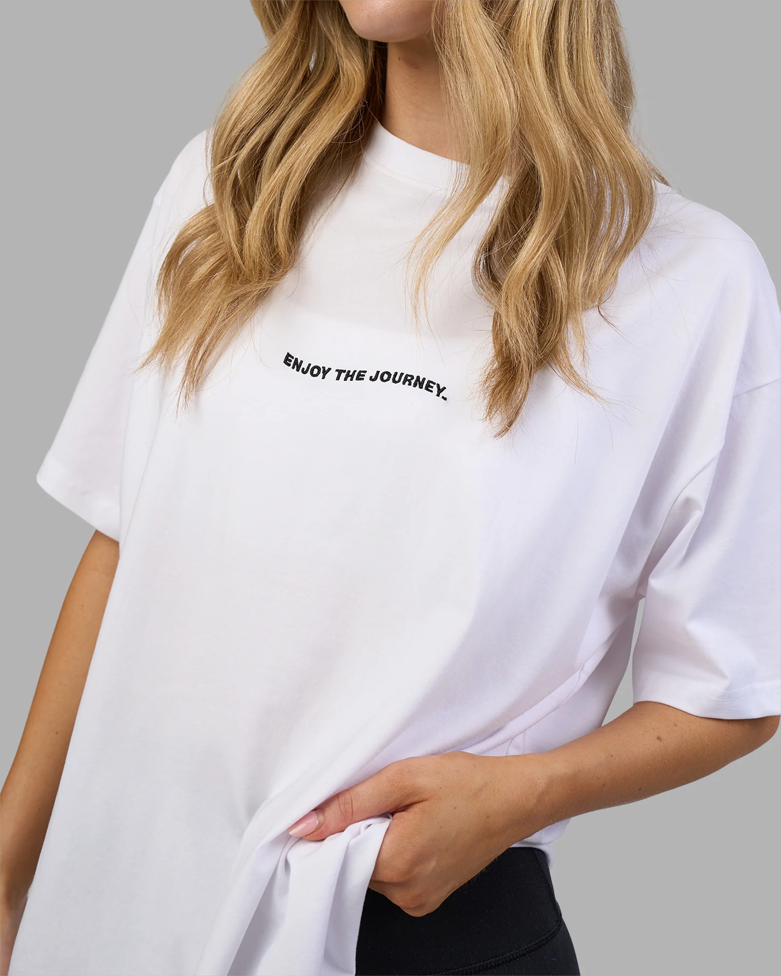 Go-To E.T.J FLXCotton Oversized Tee - White-Black 2 Go-To E.T.J FLXCotton Oversized Tee - White-Black