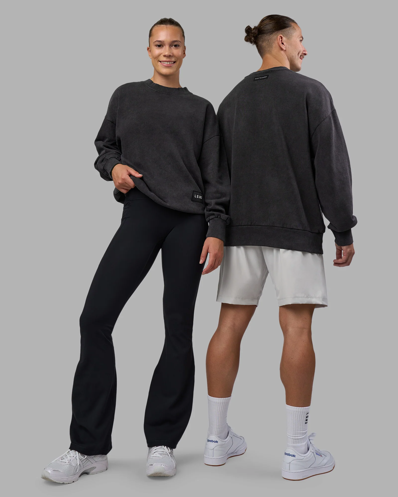 Segmented Oversized Sweater - Black Washed