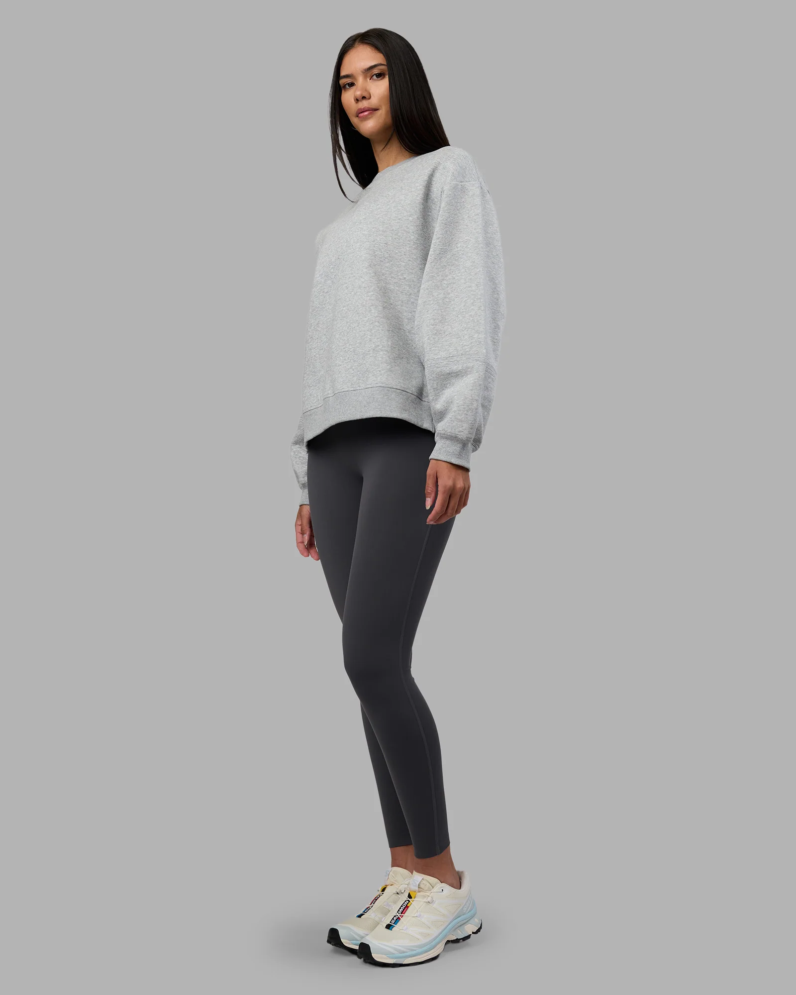 Full Form Fleece Sweater with Side Slits - Marl Grey 3 Full Form Fleece Sweater with Side Slits - Marl Grey