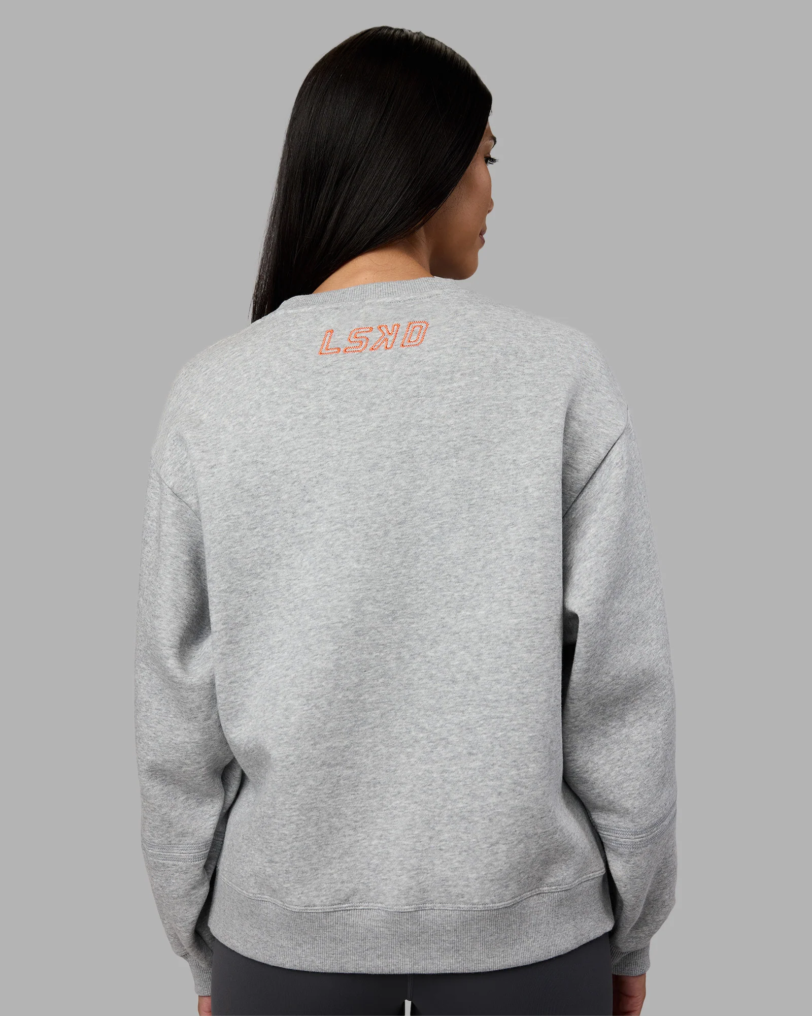 Full Form Fleece Sweater with Side Slits - Marl Grey 4 Full Form Fleece Sweater with Side Slits - Marl Grey