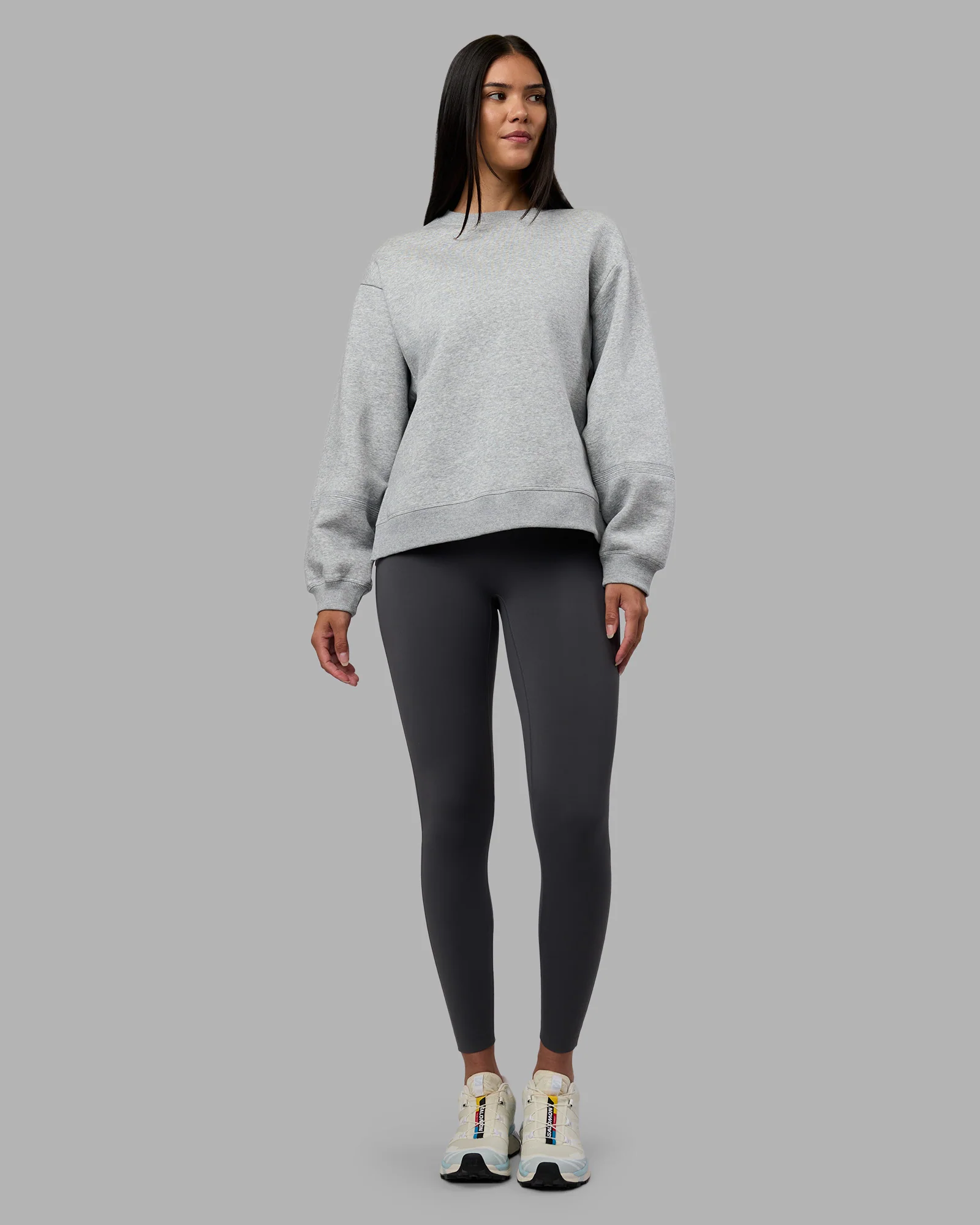 Full Form Fleece Sweater with Side Slits - Marl Grey 6 Full Form Fleece Sweater with Side Slits - Marl Grey