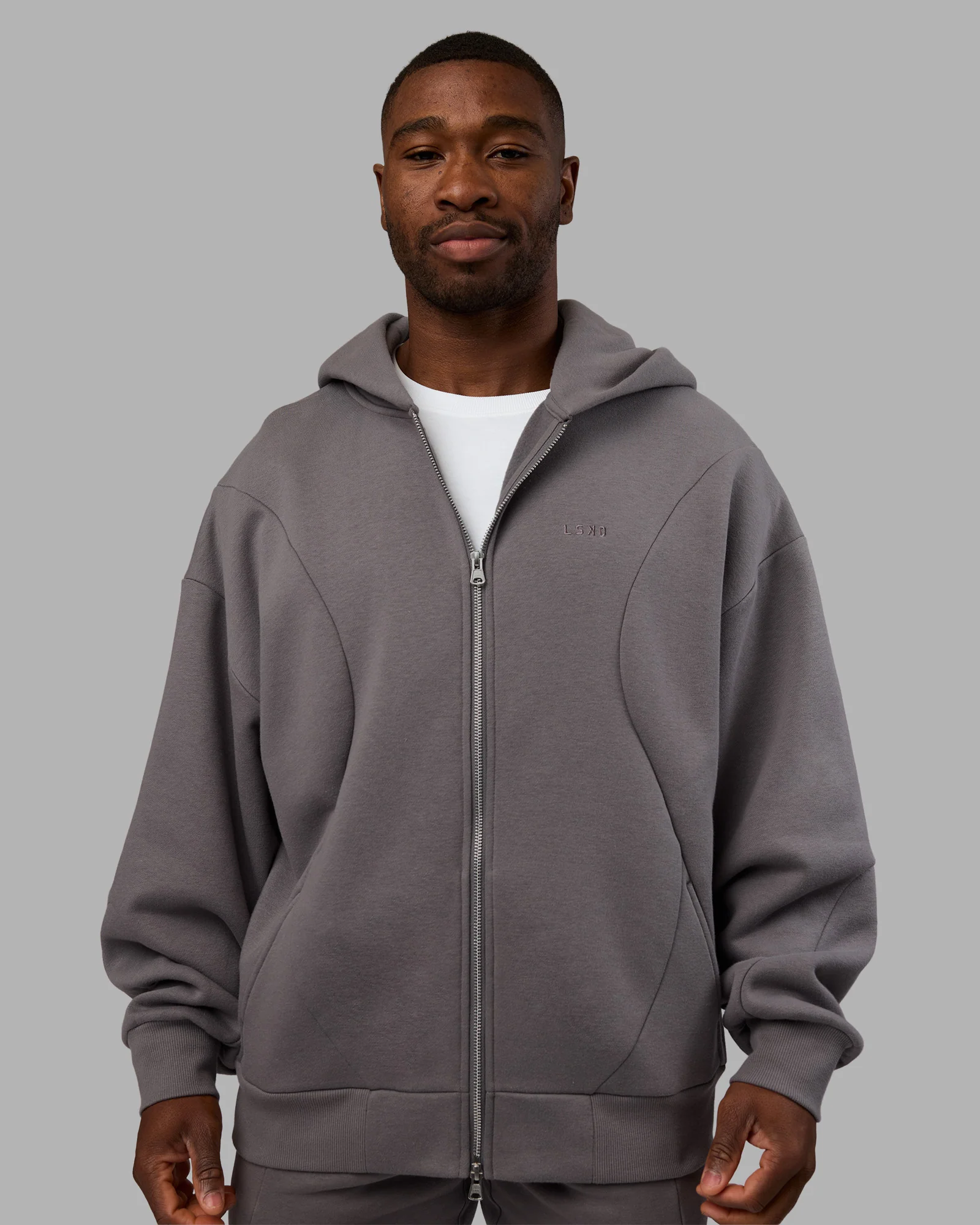 Stream Oversized Panel Zip Hoodie - Storm Front 3 Stream Oversized Panel Zip Hoodie - Storm Front