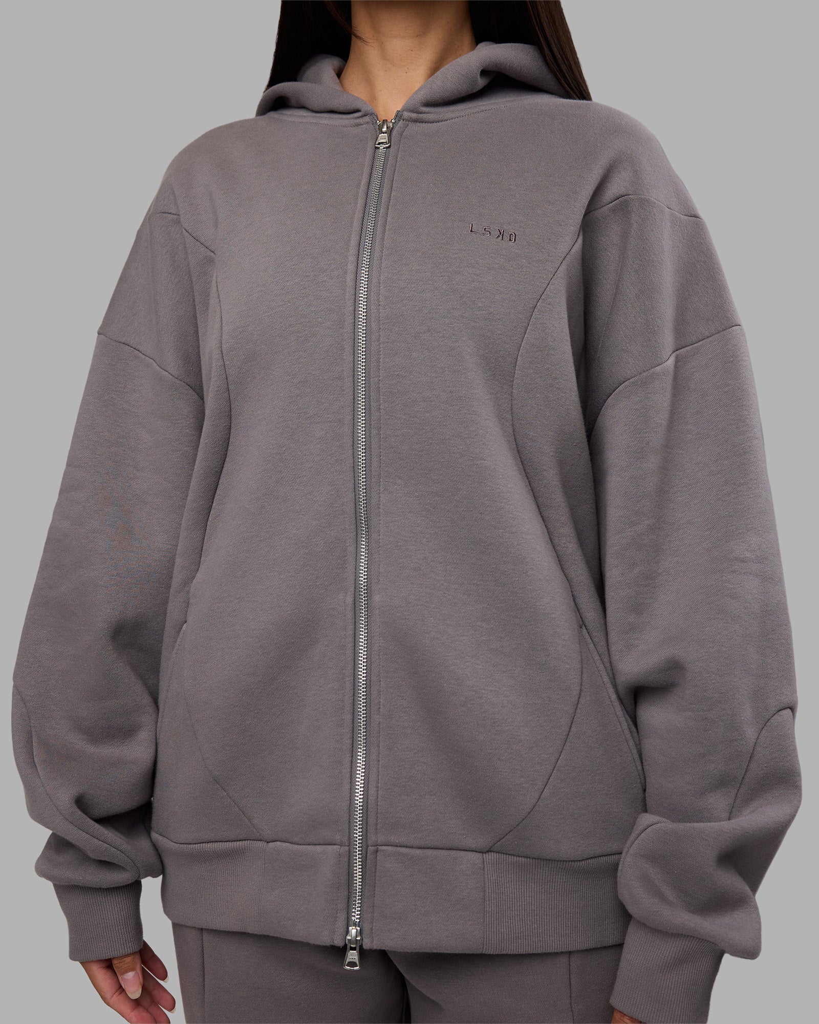 Stream Oversized Panel Zip Hoodie - Storm Front 7 Stream Oversized Panel Zip Hoodie - Storm Front