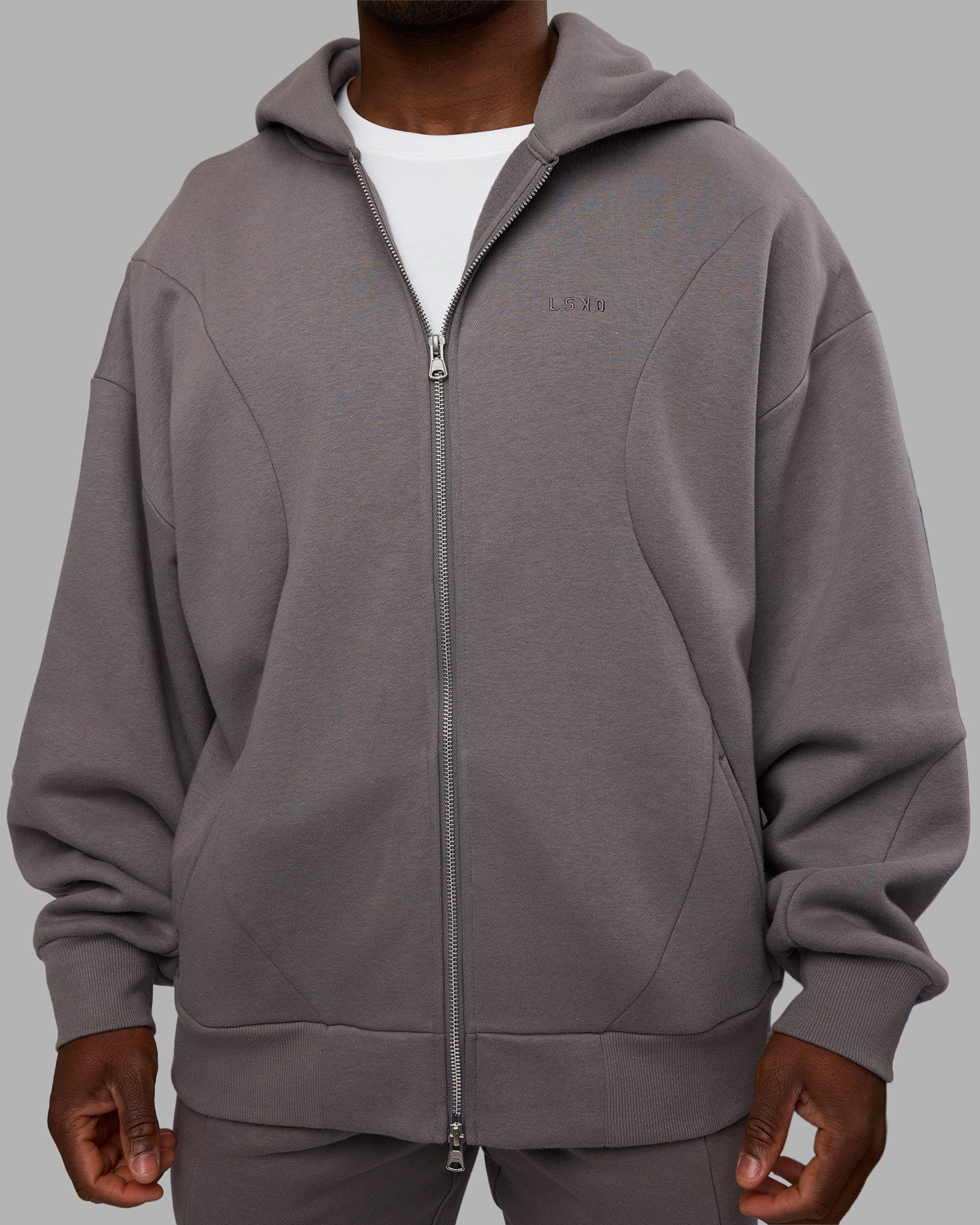 Stream Oversized Panel Zip Hoodie - Storm Front 9 Stream Oversized Panel Zip Hoodie - Storm Front