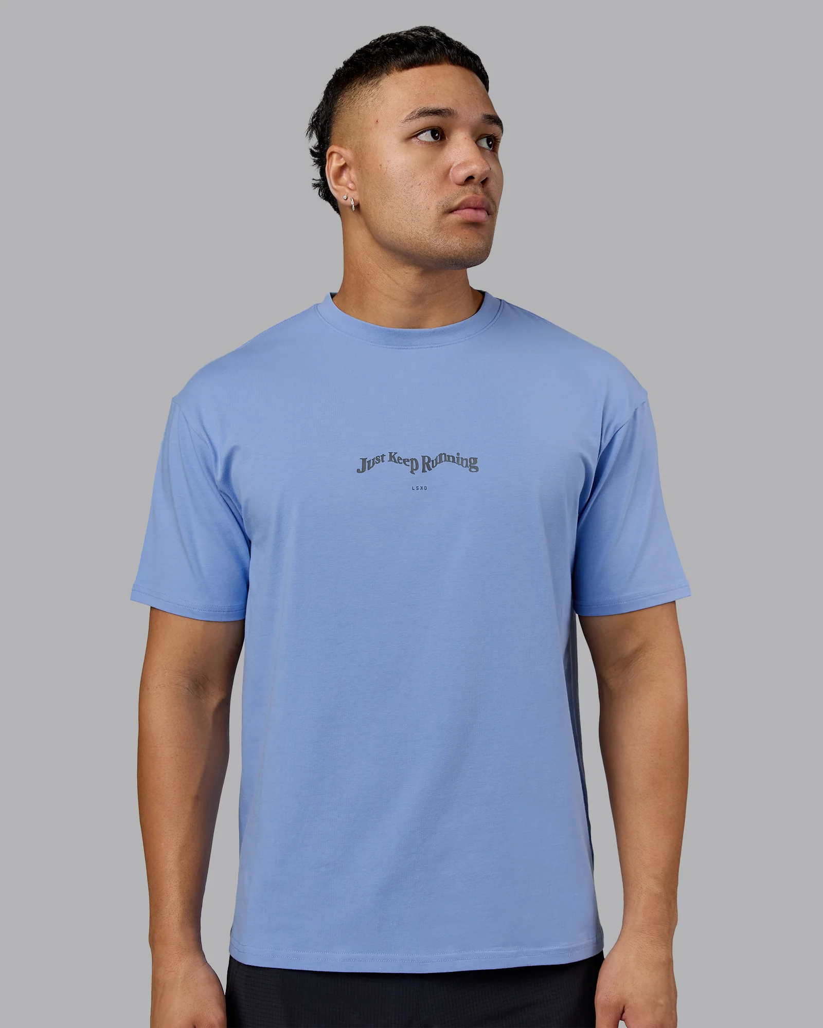 Just Run FLXCotton Oversized Tee - Soft Blue-Dark Storm