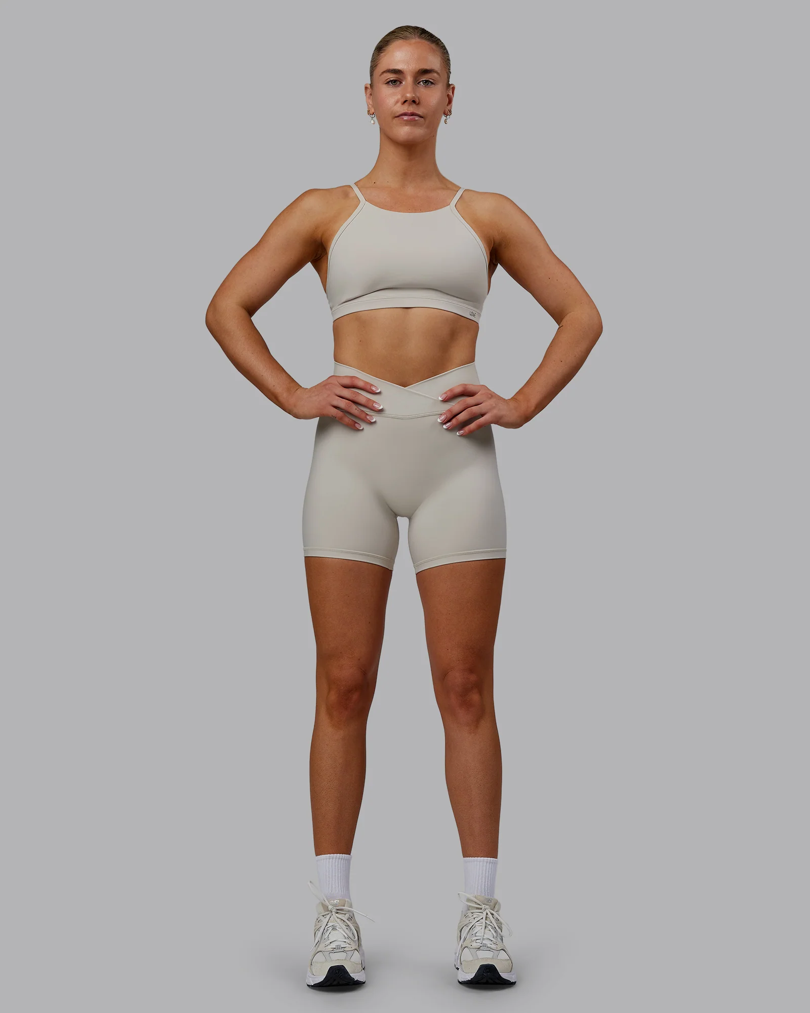 Sara Ares High Neck Sports Bra - Shale Beige