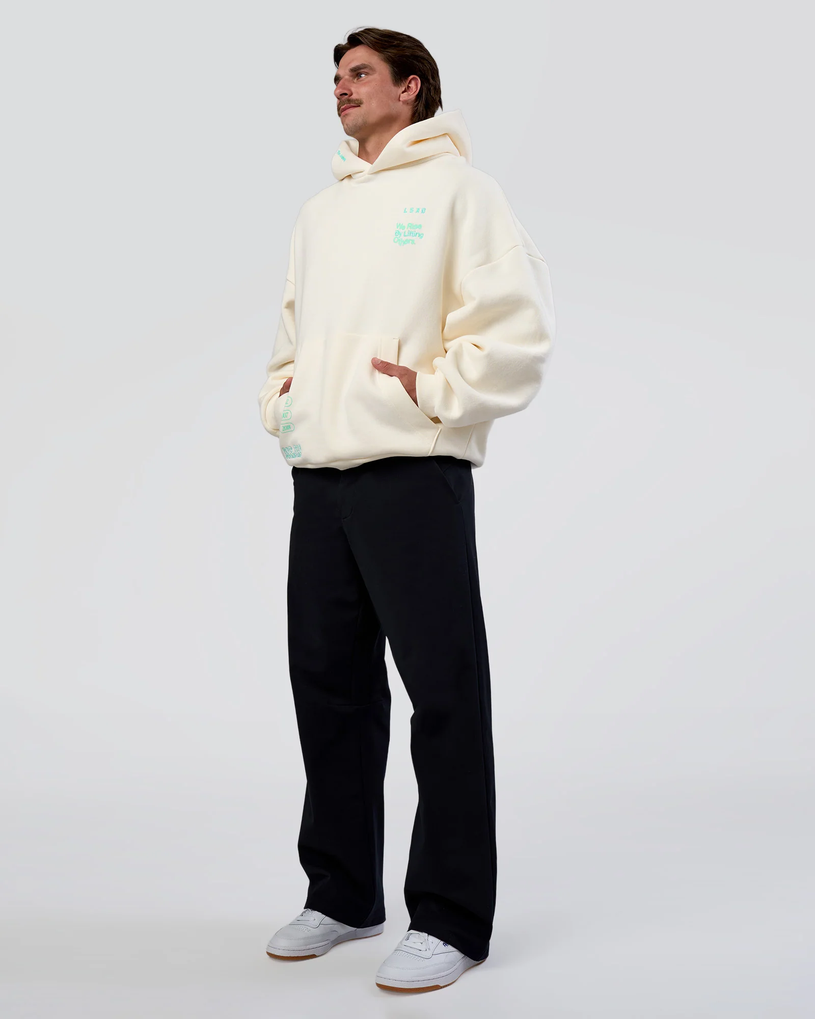 Sticker Unisex Ultra Heavyweight Oversized Hoodie - Off White-Jelly Mint