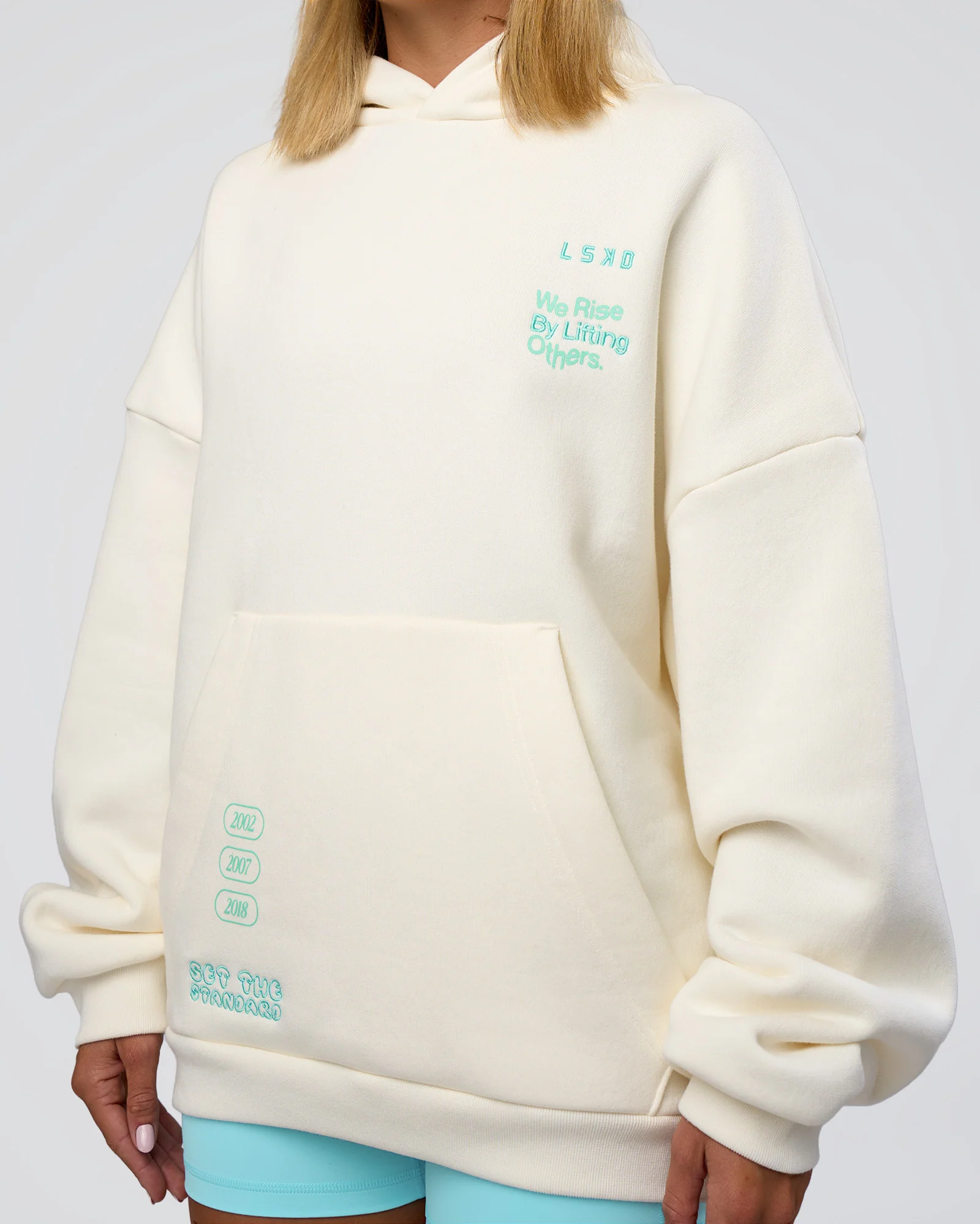 Sticker Unisex Ultra Heavyweight Oversized Hoodie - Off White-Jelly Mint