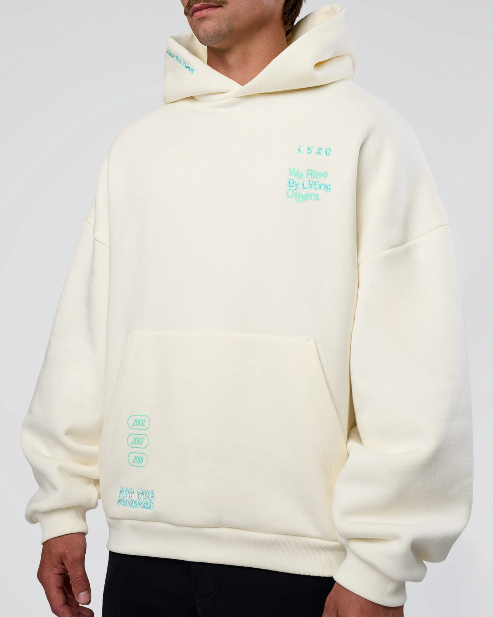 Sticker Unisex Ultra Heavyweight Oversized Hoodie - Off White-Jelly Mint