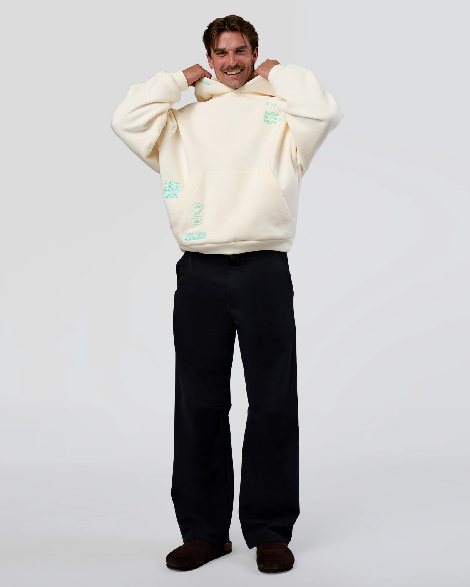 Sticker Unisex Ultra Heavyweight Oversized Hoodie - Off White-Jelly Mint