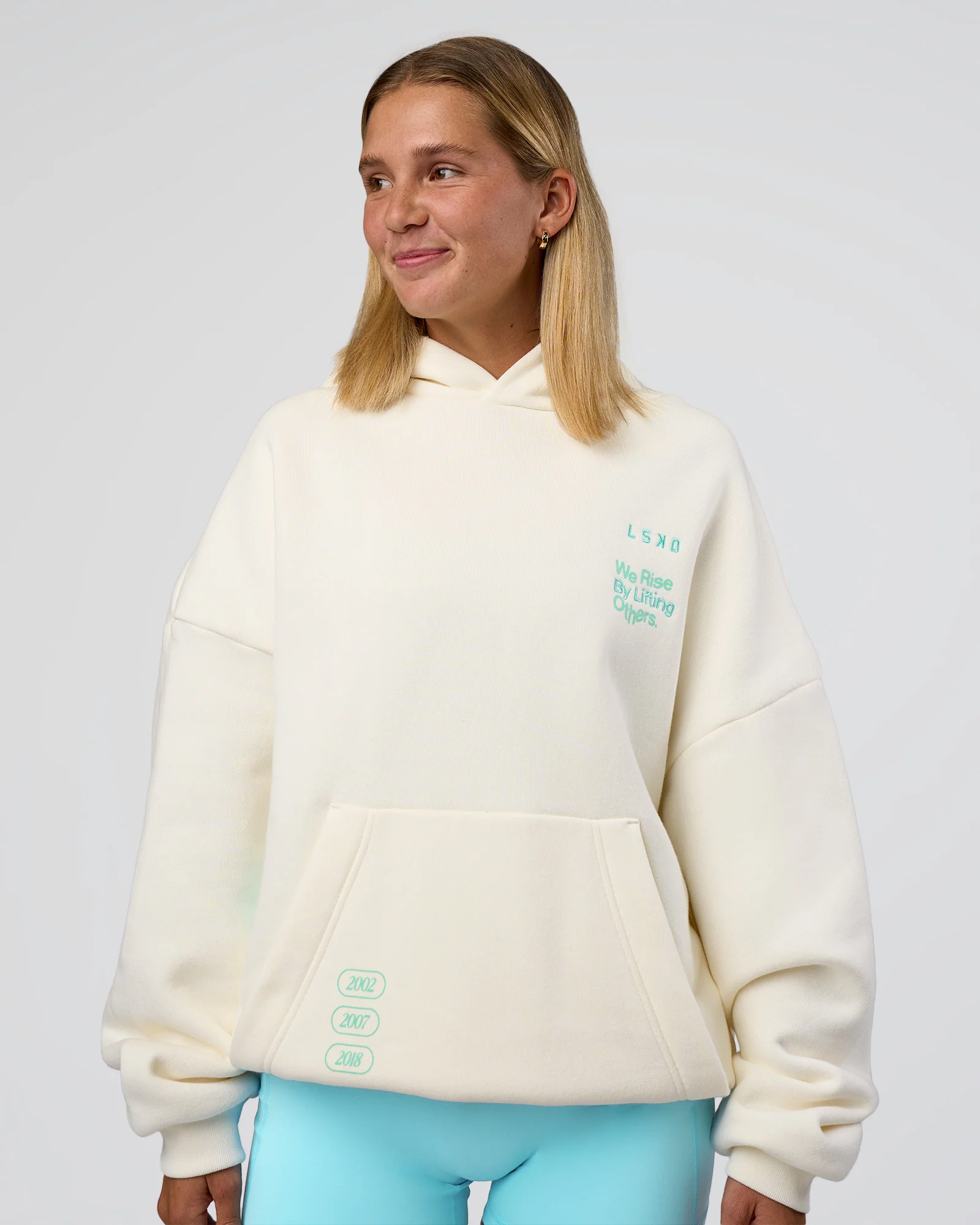 Sticker Unisex Ultra Heavyweight Oversized Hoodie - Off White-Jelly Mint