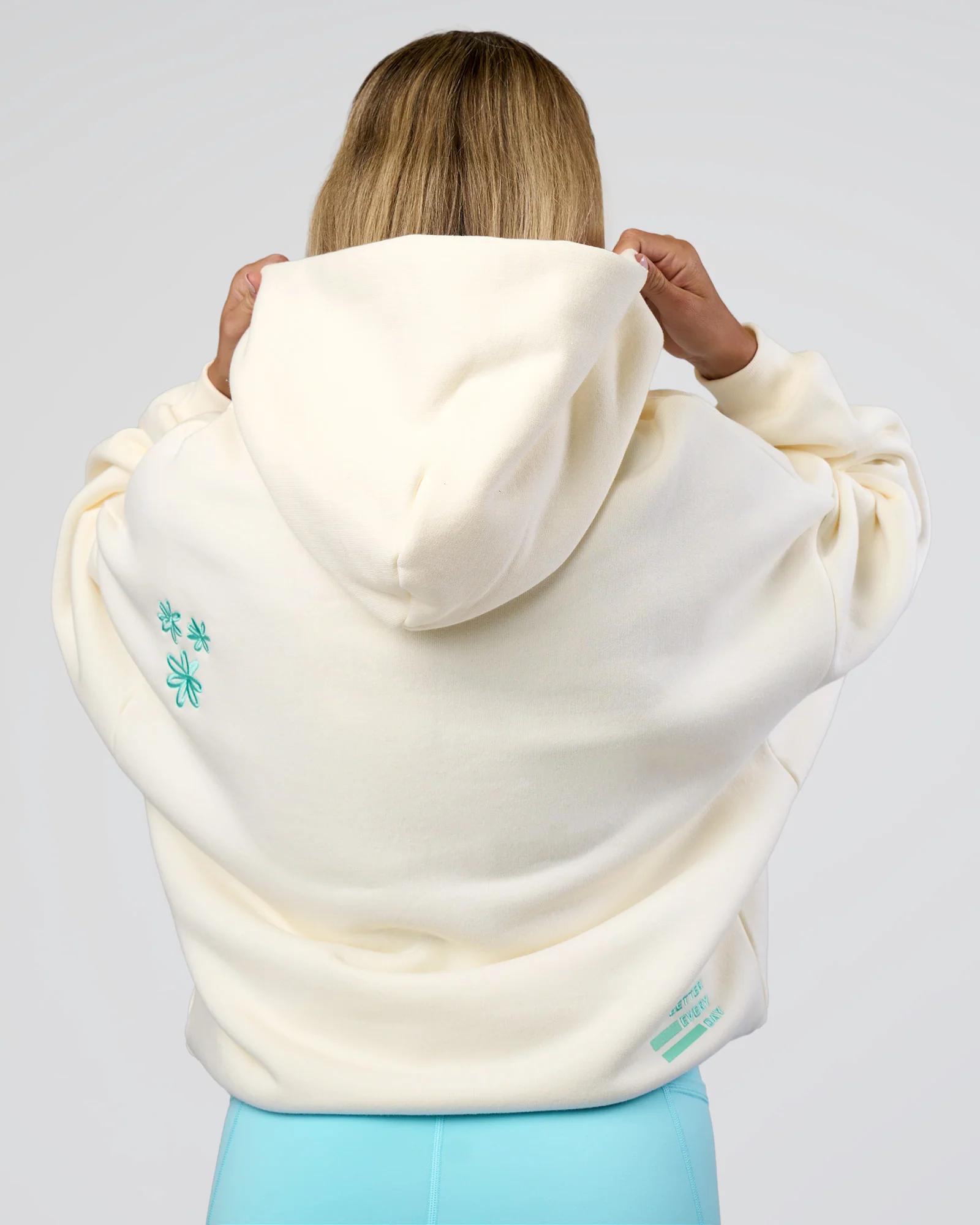 Sticker Unisex Ultra Heavyweight Oversized Hoodie - Off White-Jelly Mint