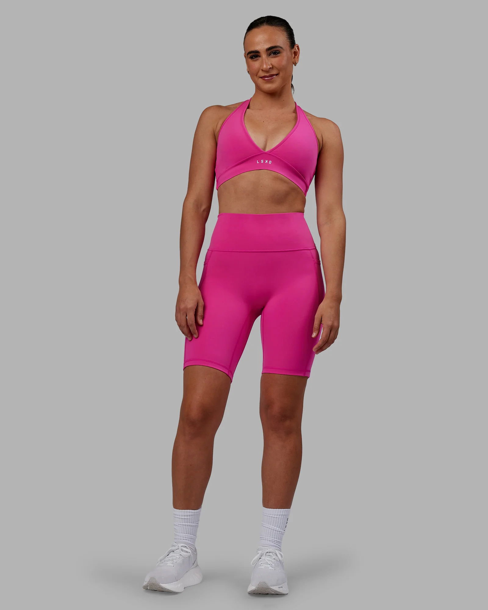 Fusion Ultra High-Rise 9" Short Pockets - Fuchsia Pink 4 Fusion Ultra High-Rise 9" Short Pockets - Fuchsia Pink