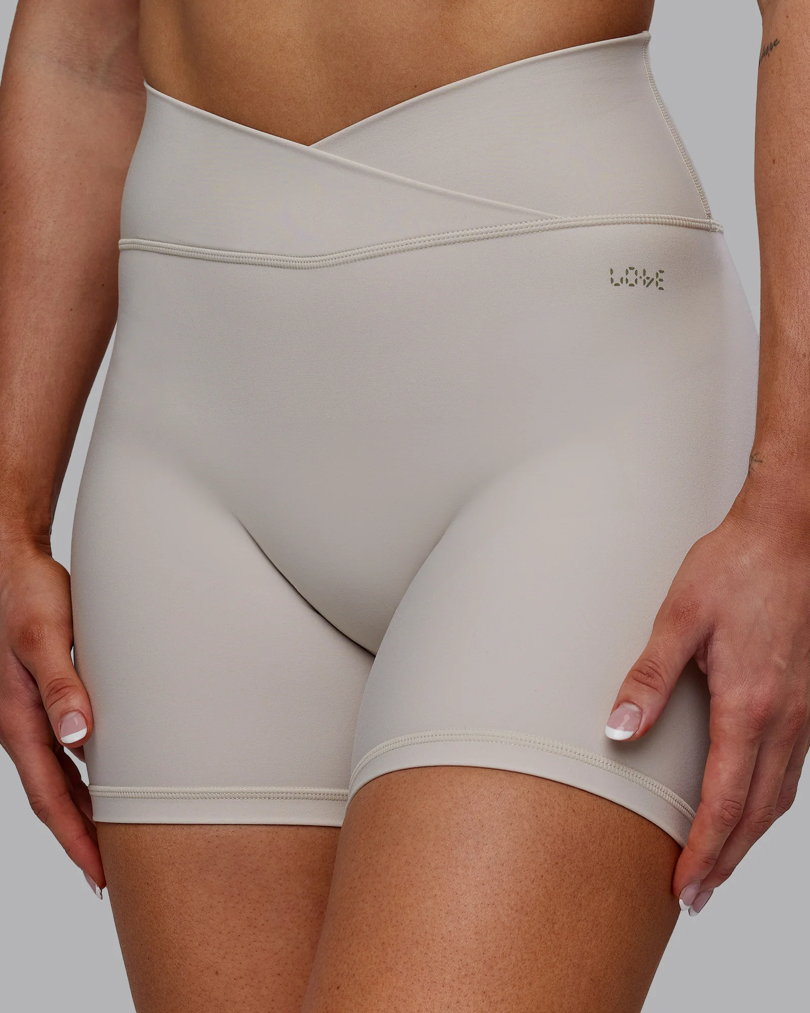 Sara Strike Ultra High-Rise Cross Over Waist 6" Short - Shale Beige 8 Sara Strike Ultra High-Rise Cross Over Waist 6" Short - Shale Beige