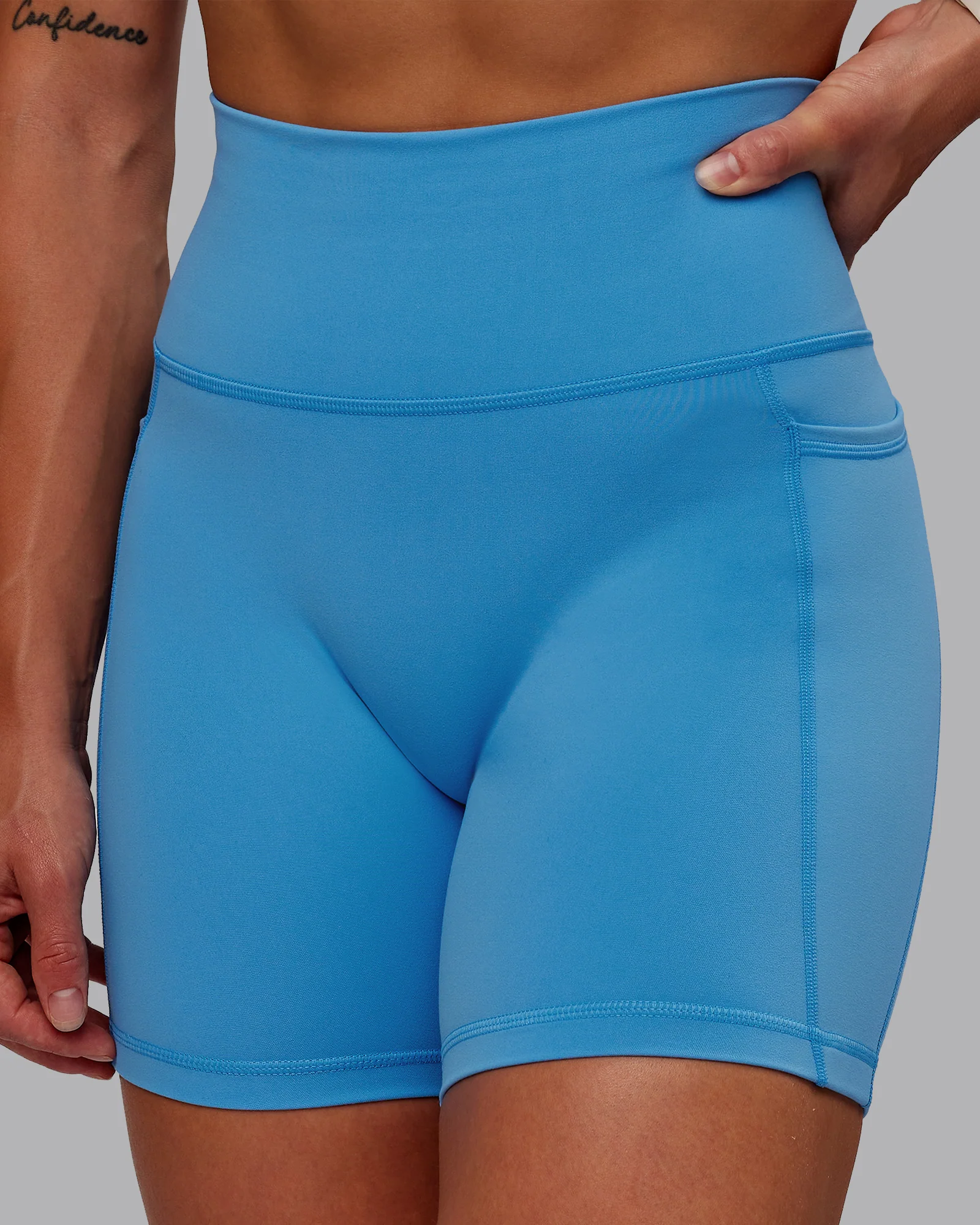 Fusion Ultra High-Rise 6" Short Pockets - Azure Blue 6 Fusion Ultra High-Rise 6" Short Pockets - Azure Blue