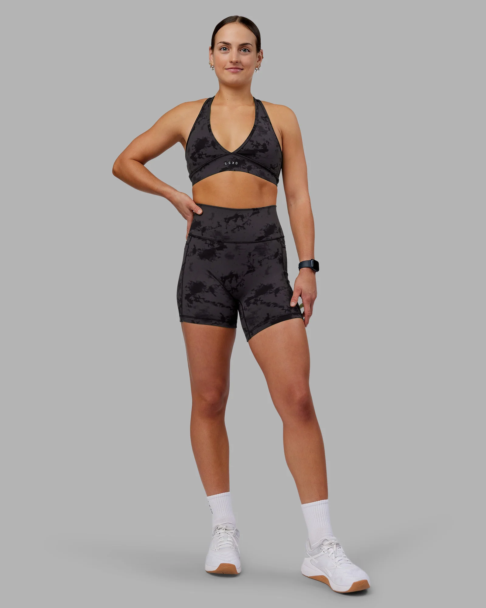 Fusion Ultra High-Rise 6" Short Pockets - Black Tie Dye 2 Fusion Ultra High-Rise 6" Short Pockets - Black Tie Dye