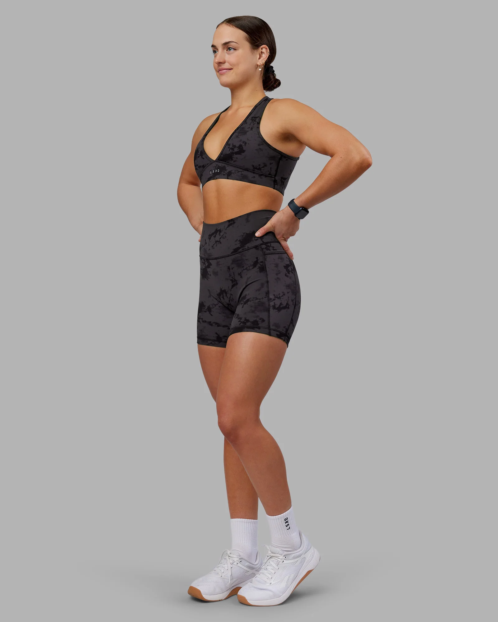 Fusion Ultra High-Rise 6" Short Pockets - Black Tie Dye 5 Fusion Ultra High-Rise 6" Short Pockets - Black Tie Dye