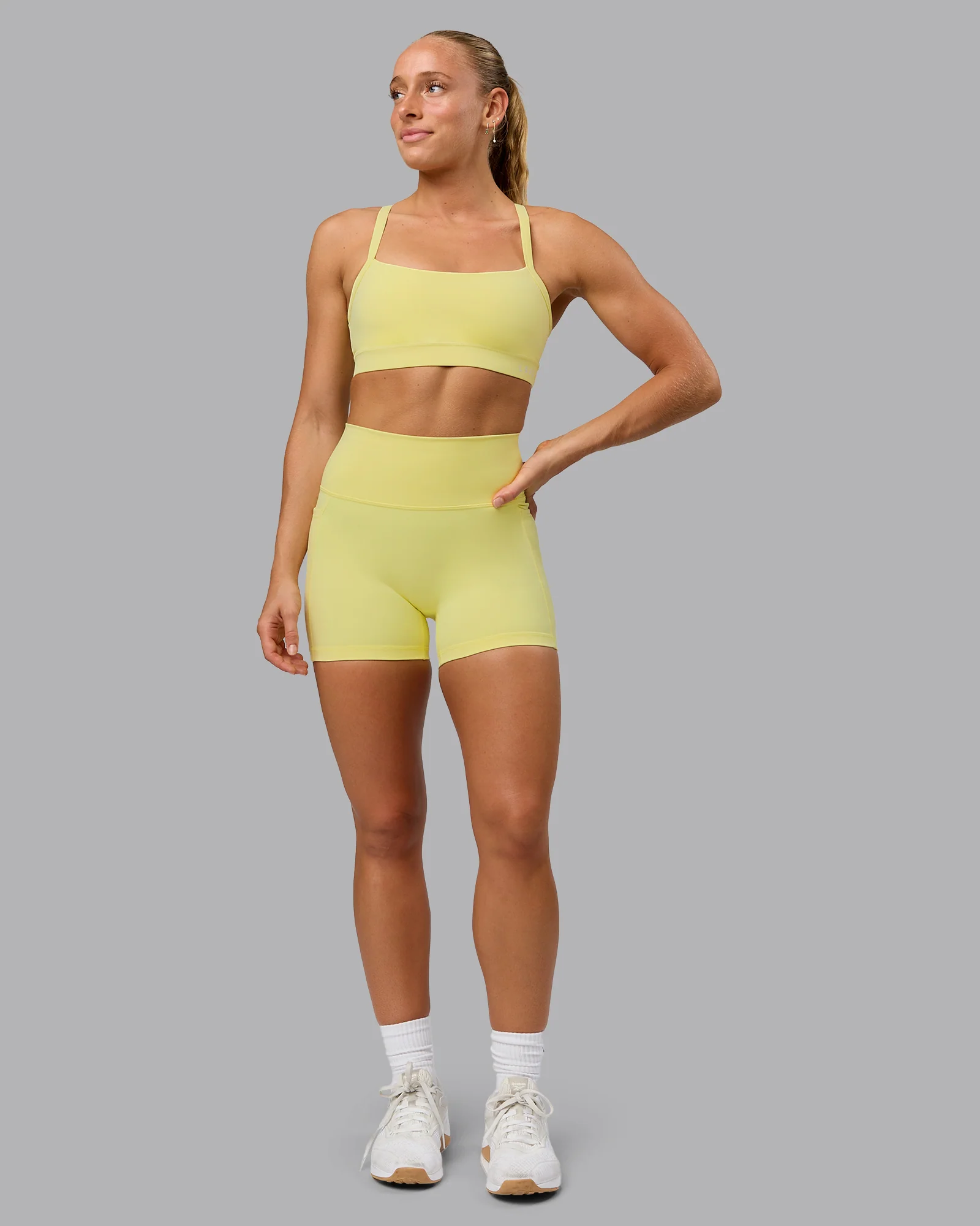 Fusion Ultra High-Rise 4" Short Pockets - Lemon Fizz 1 Fusion Ultra High-Rise 4" Short Pockets - Lemon Fizz