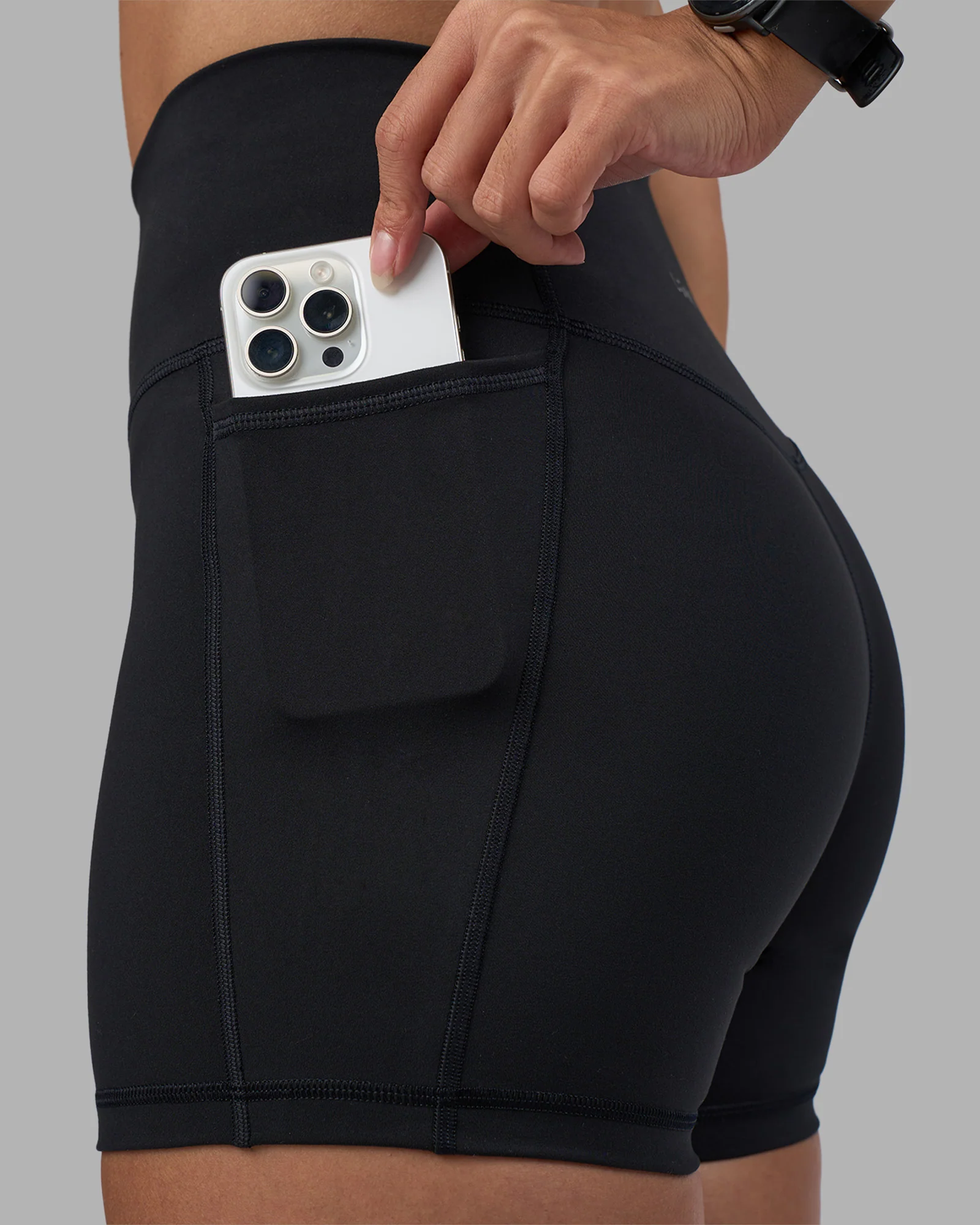 Fusion High-Rise 4" Short Pockets - Black 3 Fusion High-Rise 4" Short Pockets - Black